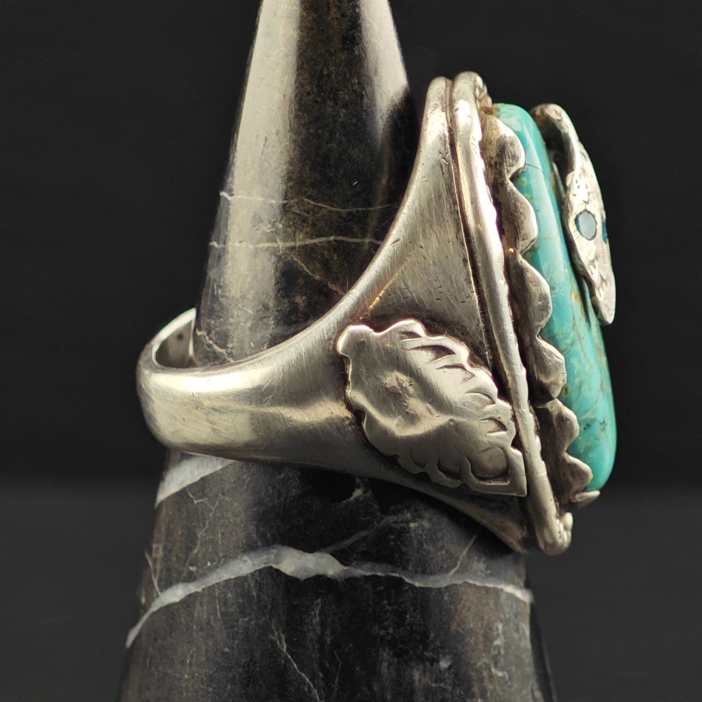 AS IS Zuni, Snake Turquoise Ring Sterling Silver Sz 10 /12 R6395