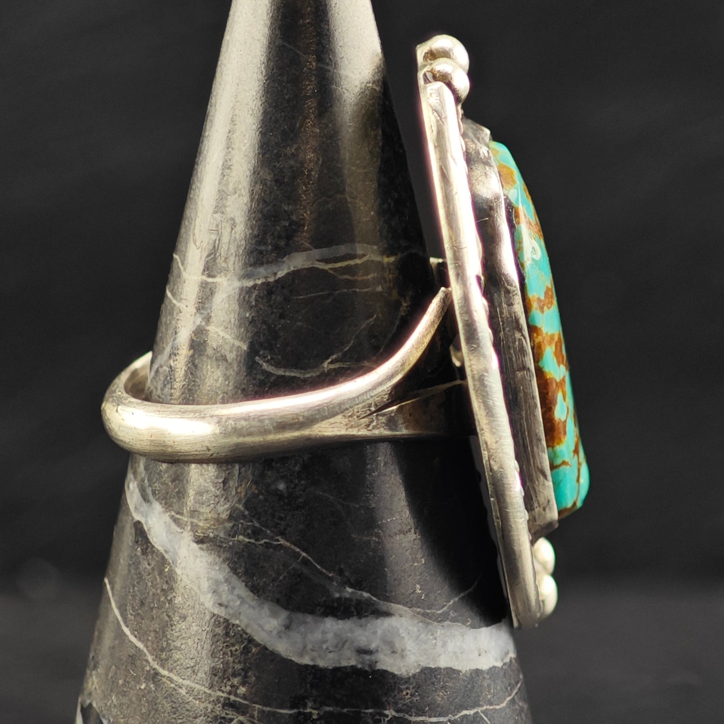 Native American Spiderweb Turquoise Ring Sterling Silver Sz 8 R6411