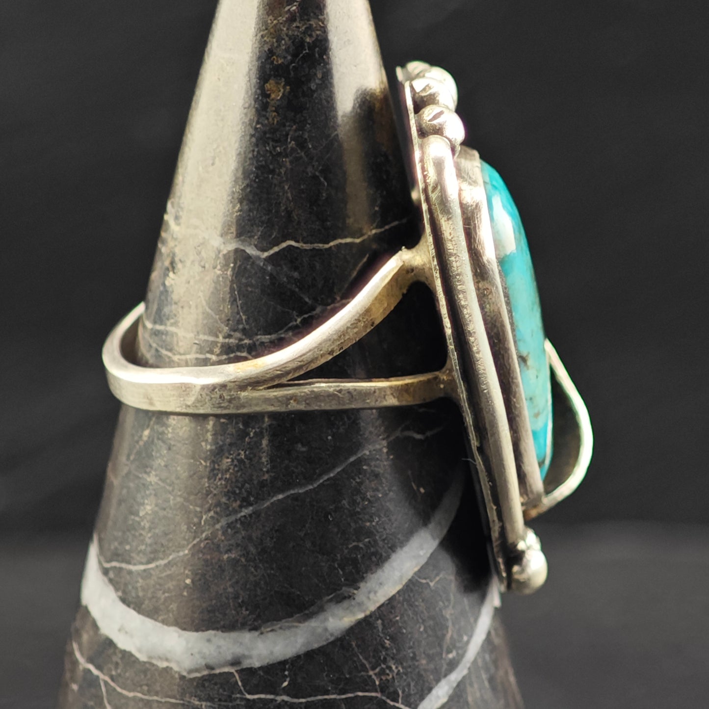 Native American Turquoise Ring Sterling Silver Sz 7 R6433