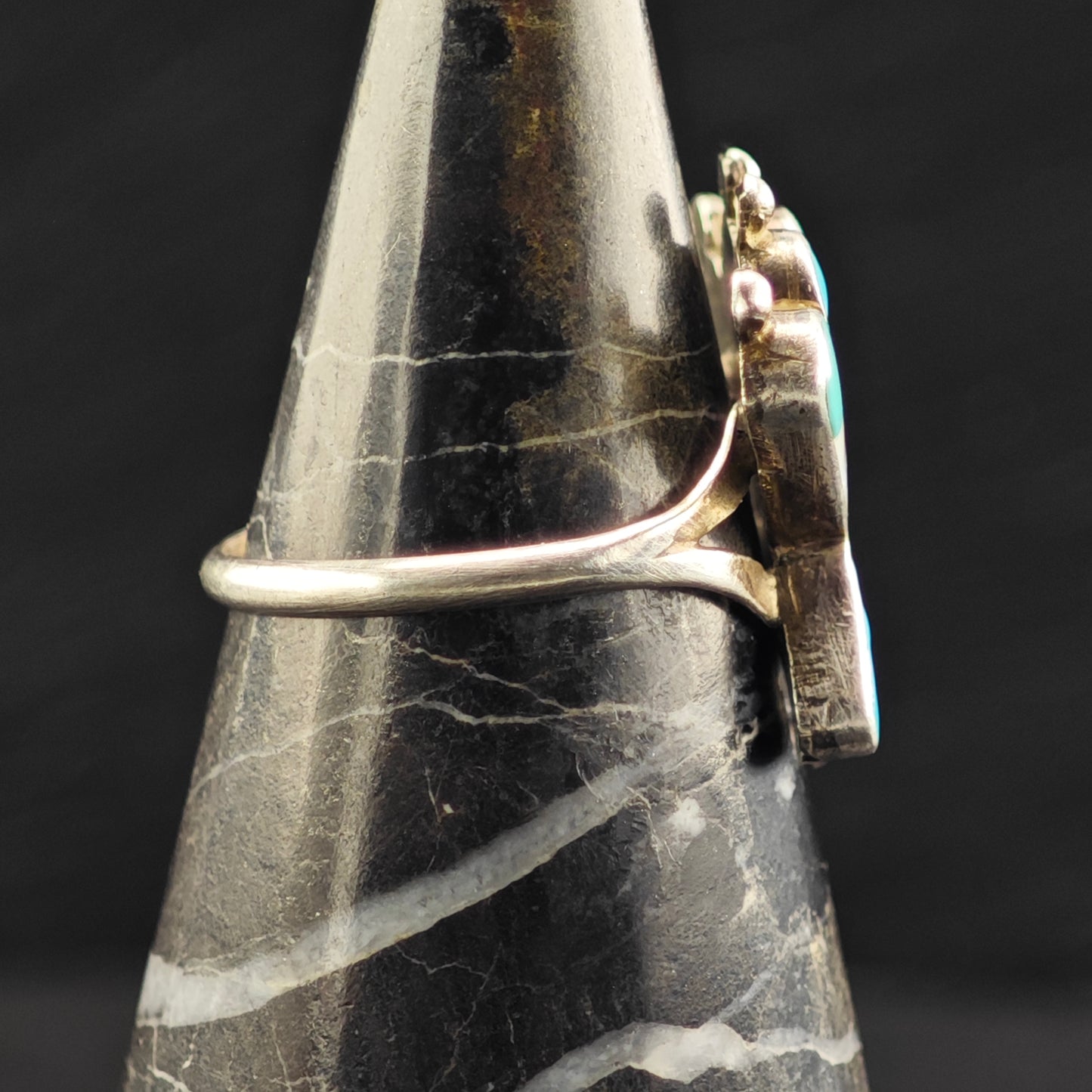 Zuni Sunface Inlay Ring Sterling Silver Sz 7 1/4 R6468
