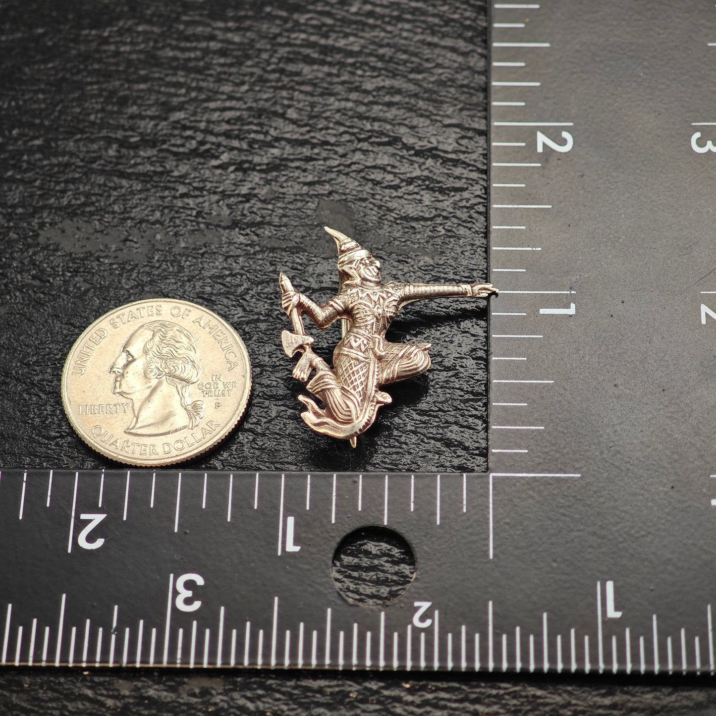 Thai Thunder God Ramasoon Sterling Silver Brooch B2189