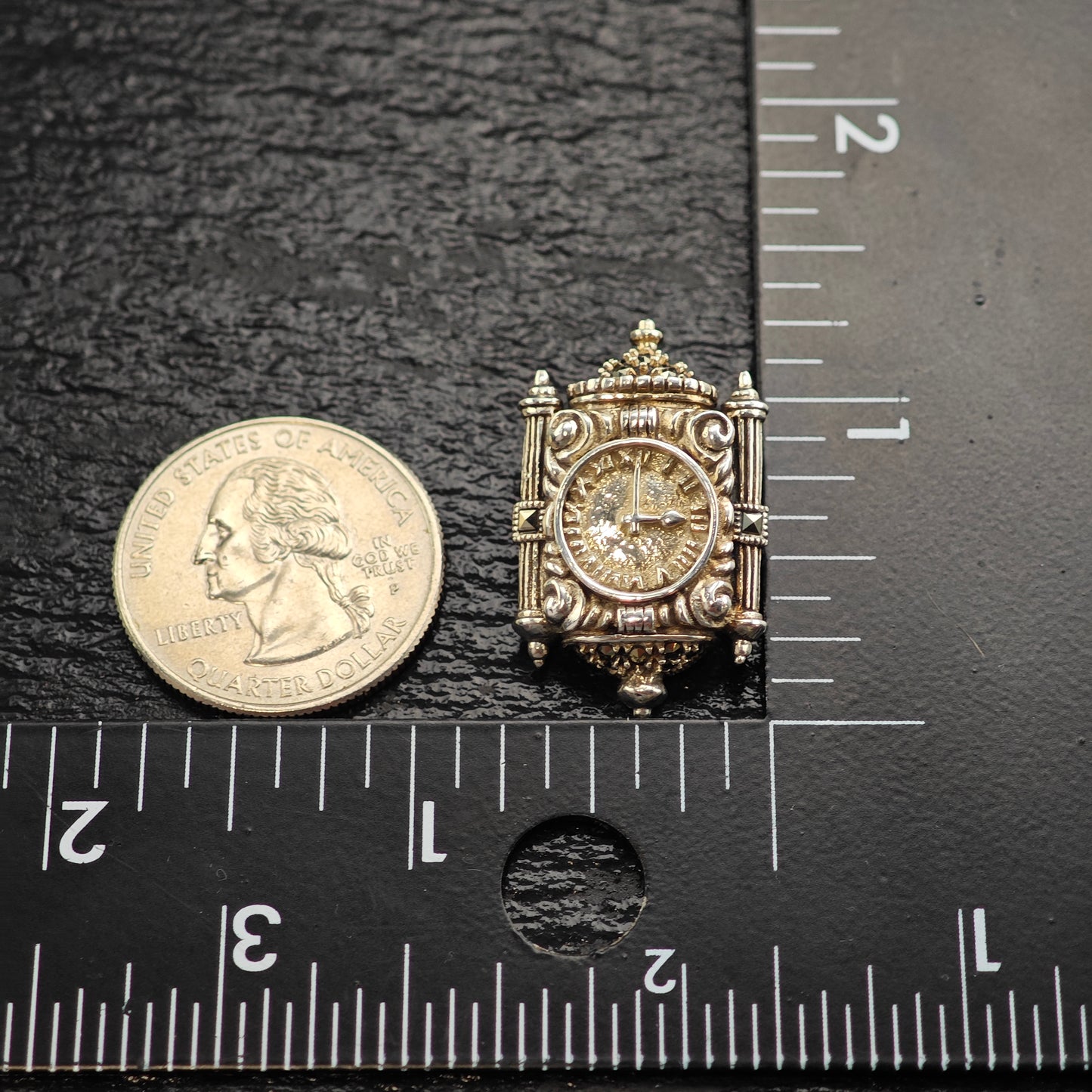 Judith Jack, Clock, Sterling Silver Brooch B2212