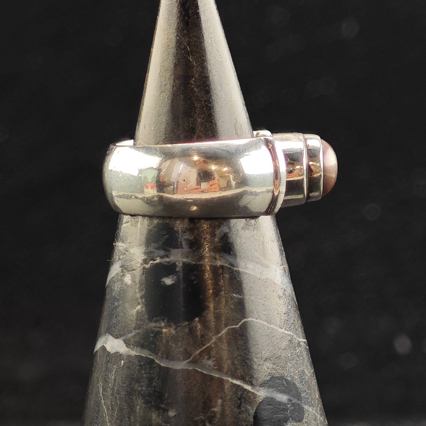 Michael Dawkins Pearl Modernist Sterling Silver Ring Sz 6 1/2 R6482