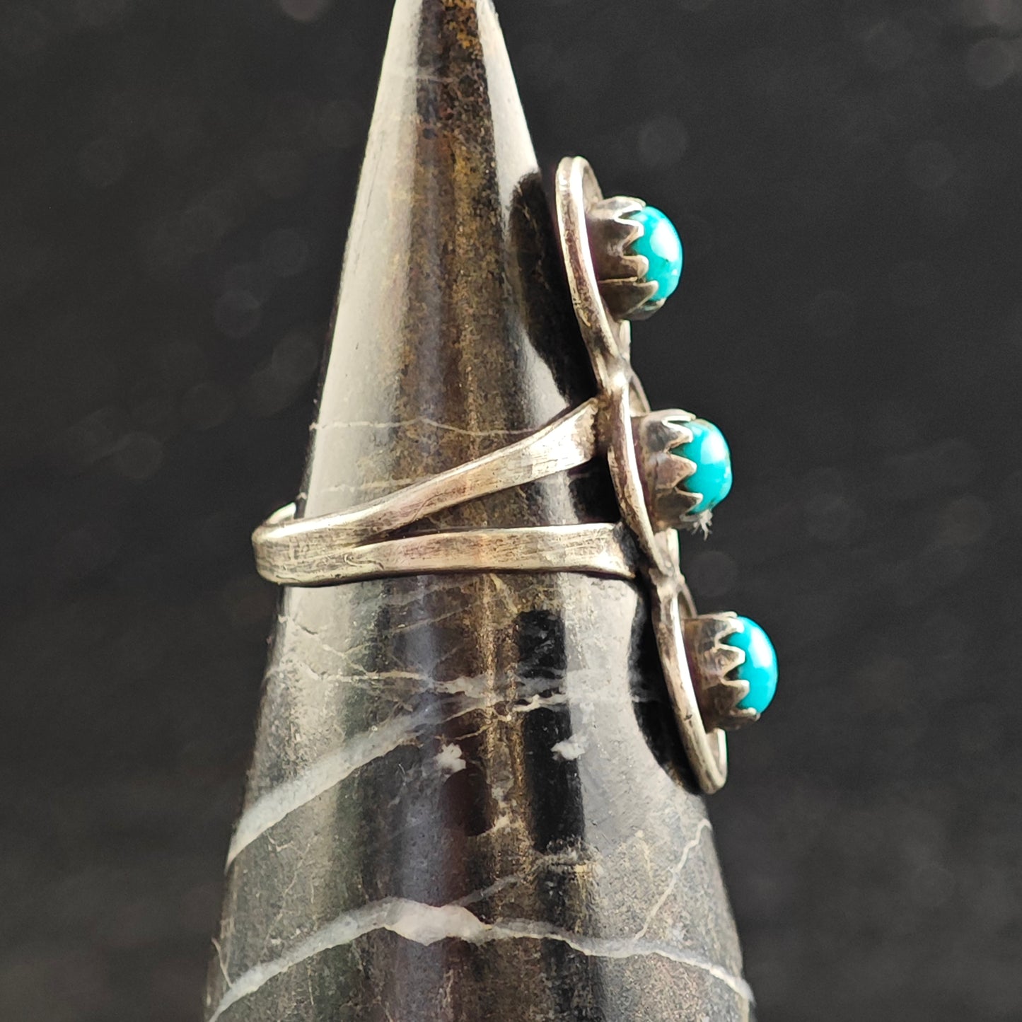 Native American Snake Eye Turquoise Sterling Silver Ring Sz 6 R6507