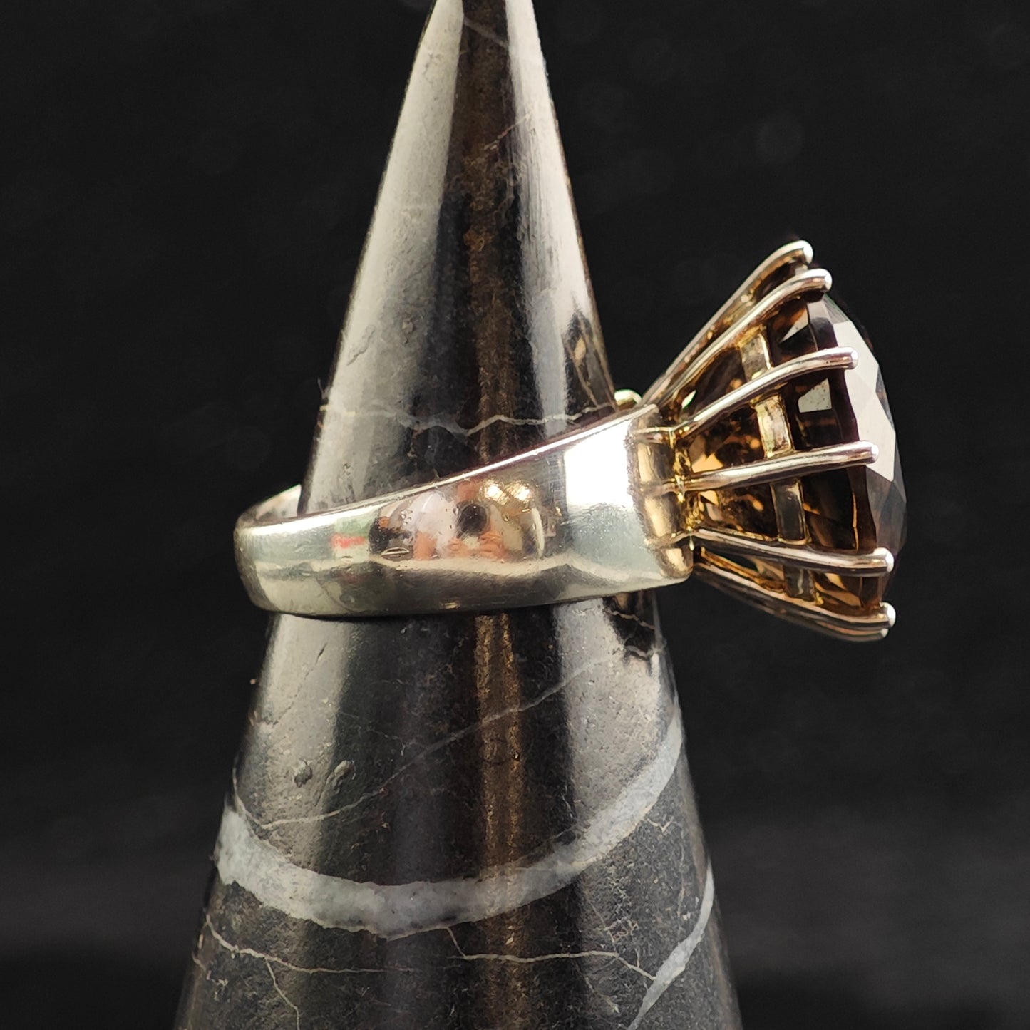 Large Smoky Quartz Sterling Silver Ring Sz 7 R6519