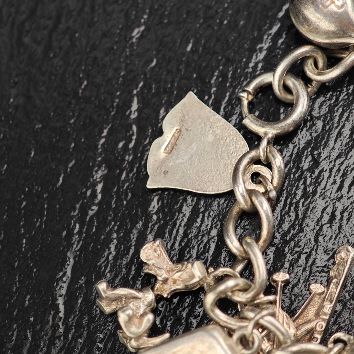 WWII & SW Charm Bracelet Sterling Silver Sz 7 1/4" BR3108