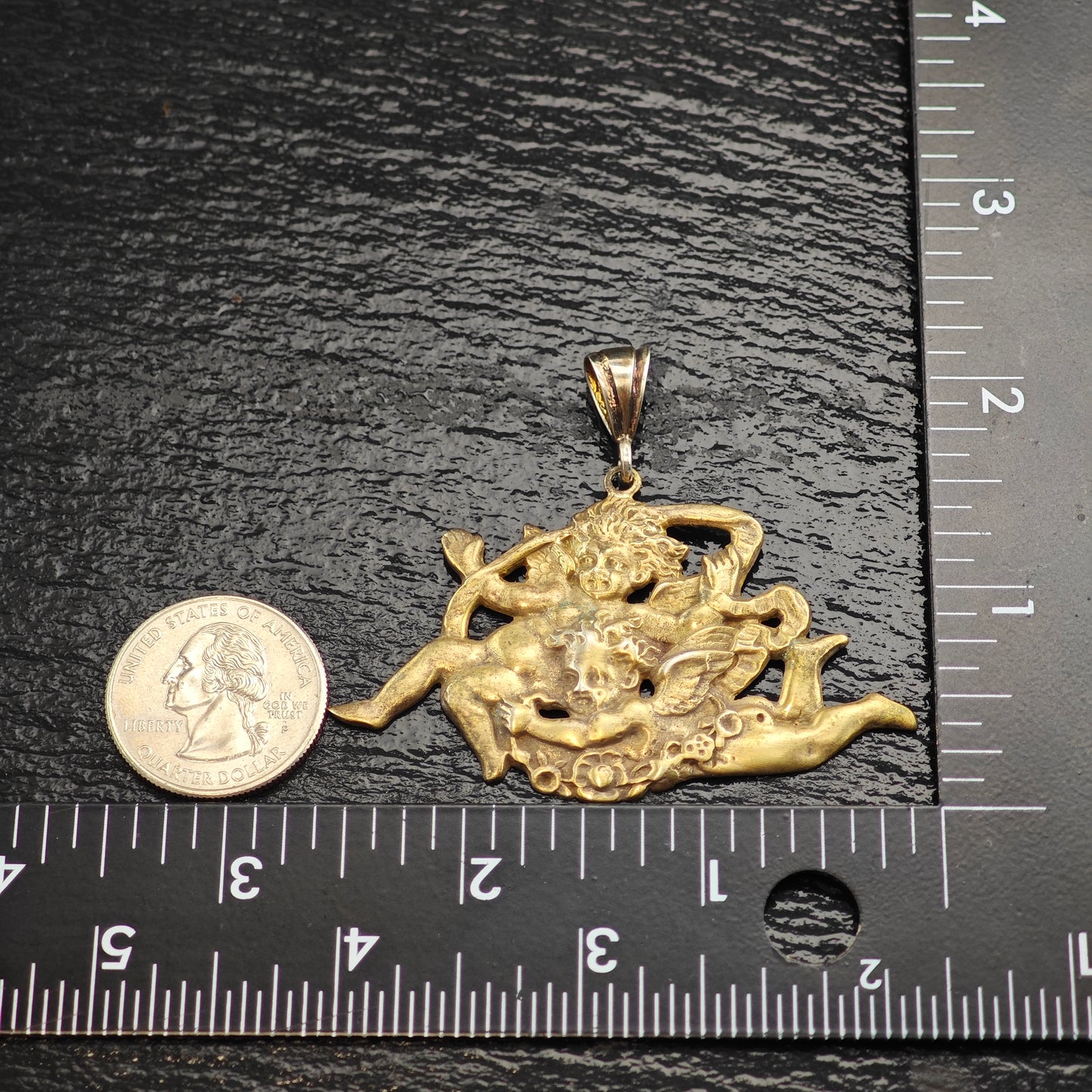 Gorham Cherub Gold Plated Pendant Sterling Silver P3008