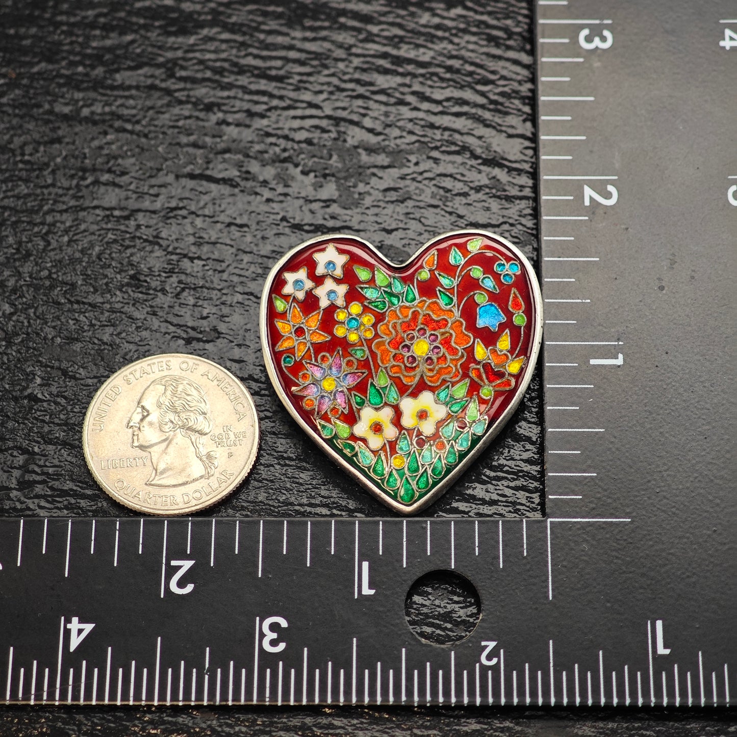 Gay Giannini Cloisonne Enamel Heart Pendant Sterling Silver P3012