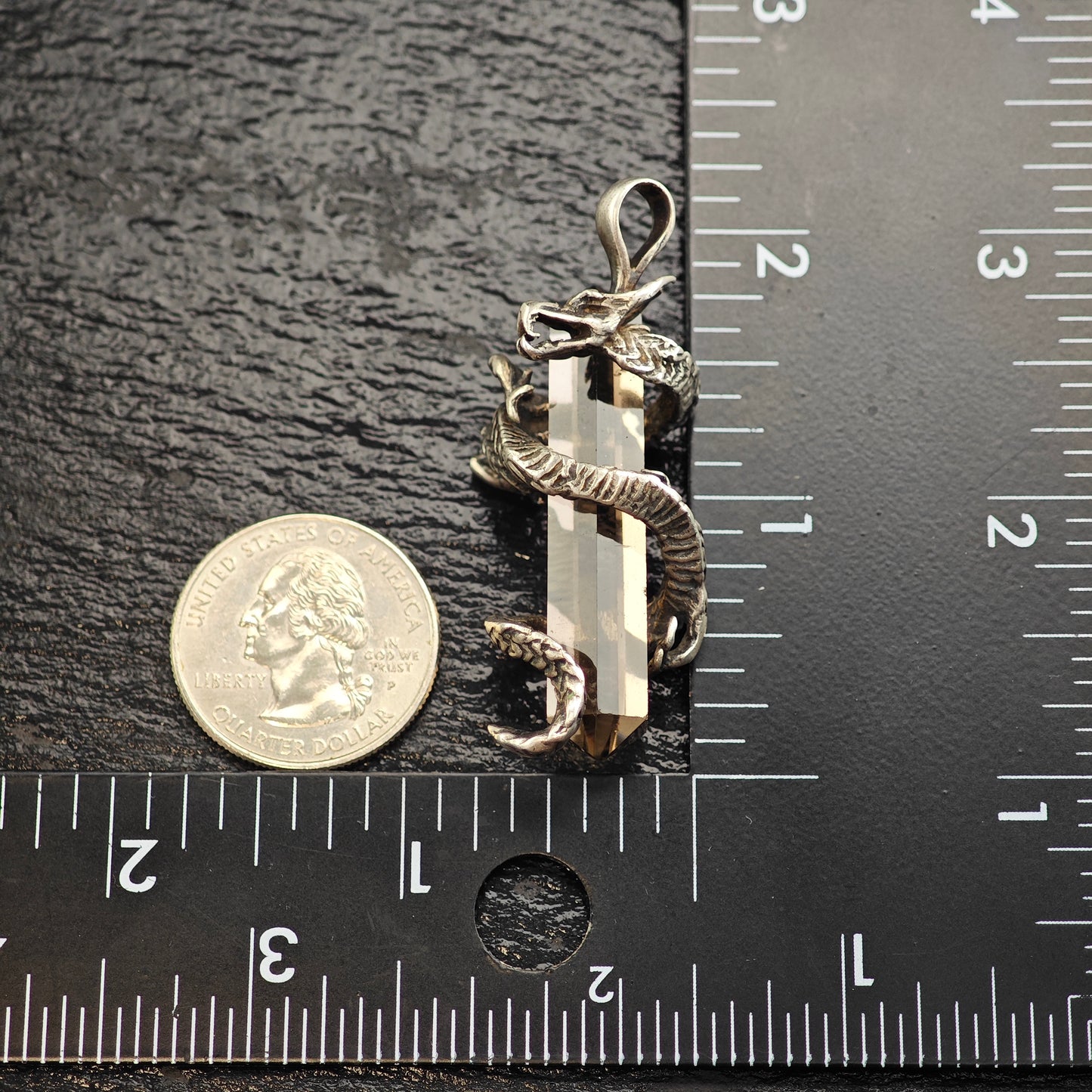 Dragon Wrapped Smoky Quartz Pendant Sterling Silver P3015