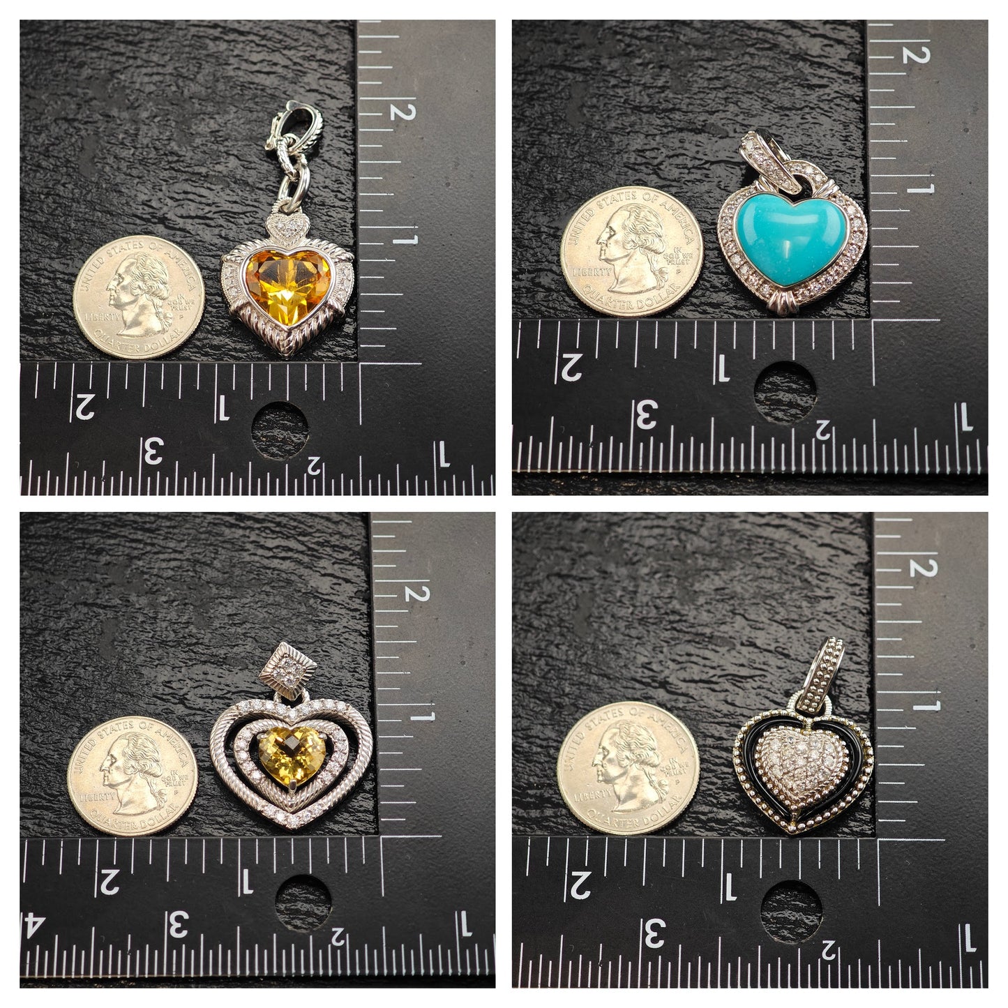 Choice of Judith Ripka Heart, Multi-stone Pendants, Sterling Silver P3021