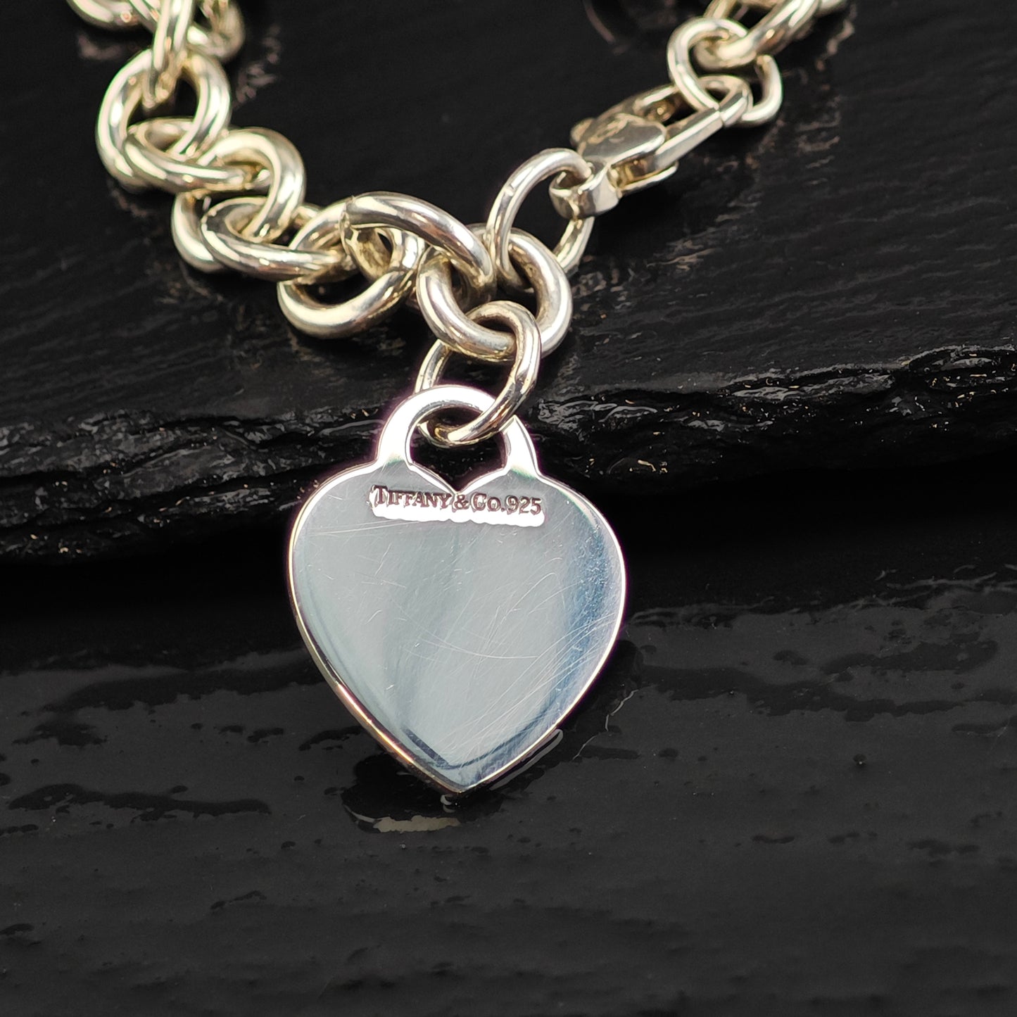 Vintage Tiffany & Co. Heart Tag Sterling Silver Bracelet 6 1/2" BR3096