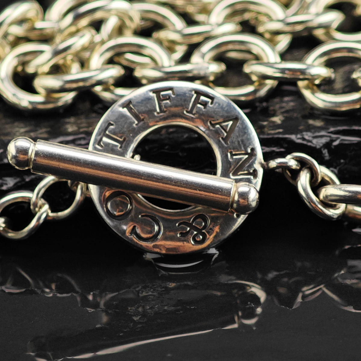 Vintage Tiffany & Co. 10mm Toggle Clasp Curb Chain Sterling Silver Necklace N2794