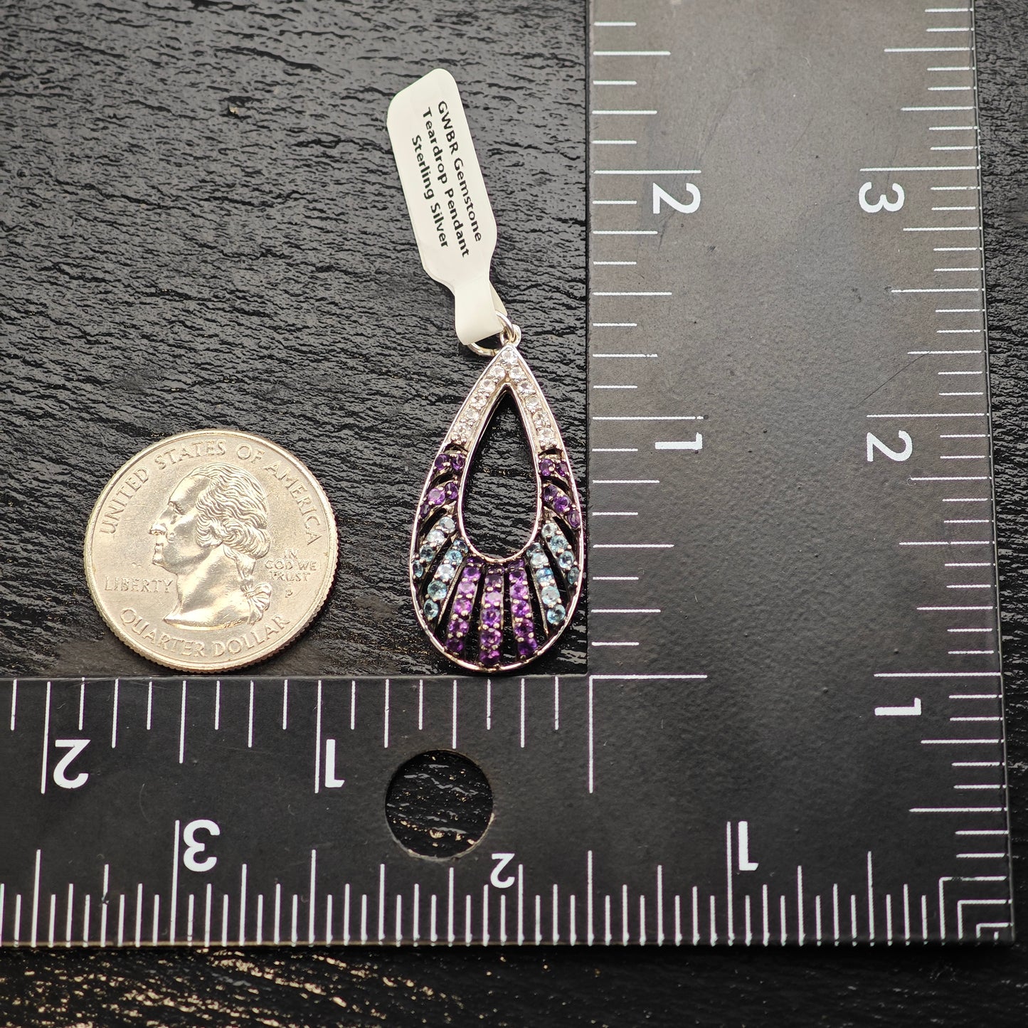 JWBR Gemstone Teardrop Pendant Sterling Silver P2906