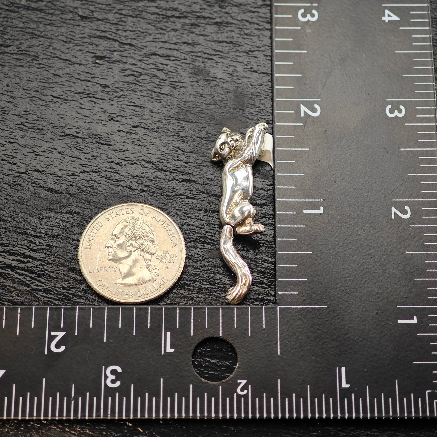 Swinging Tail Cat Pendant Sterling Silver P2917