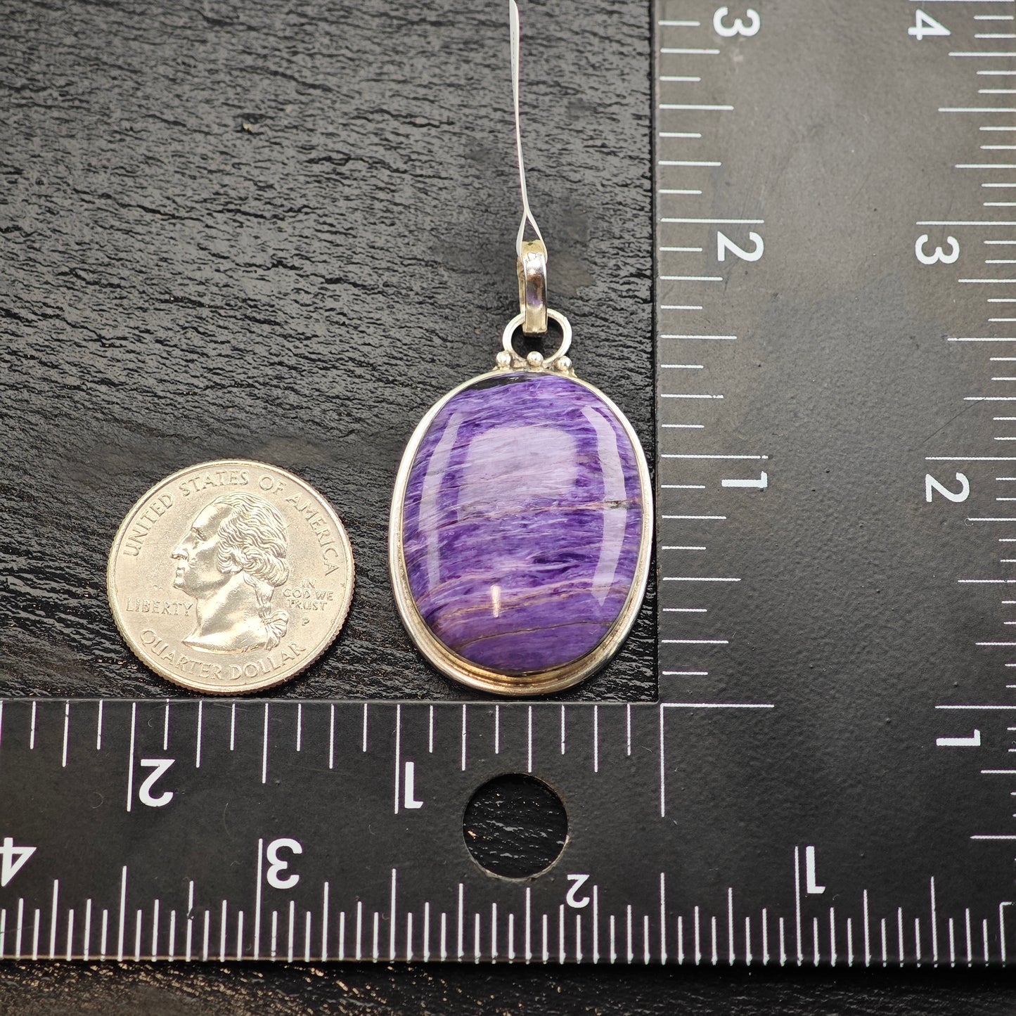 Oval Charoite Pendant Sterling Silver P2920
