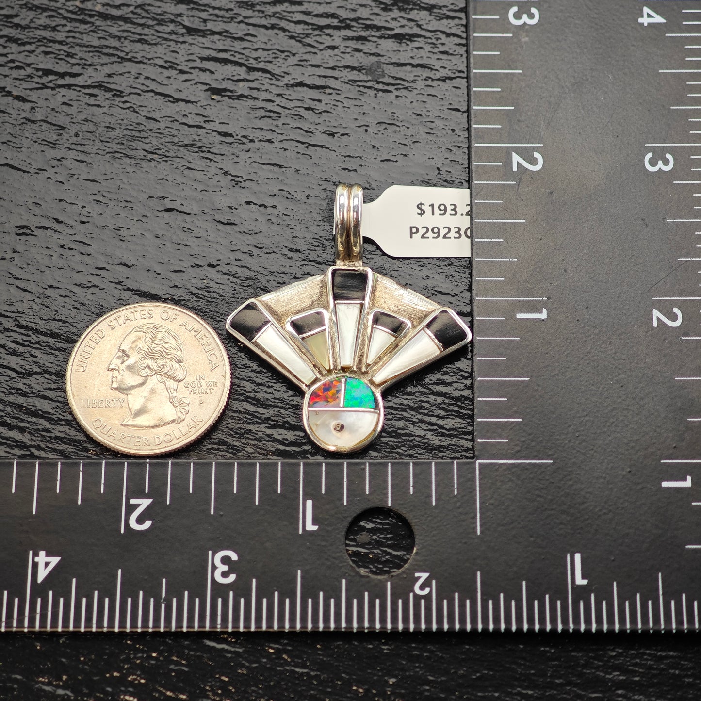 Multi Stone Zuni Pendant Sterling Silver Lab Opal P2923