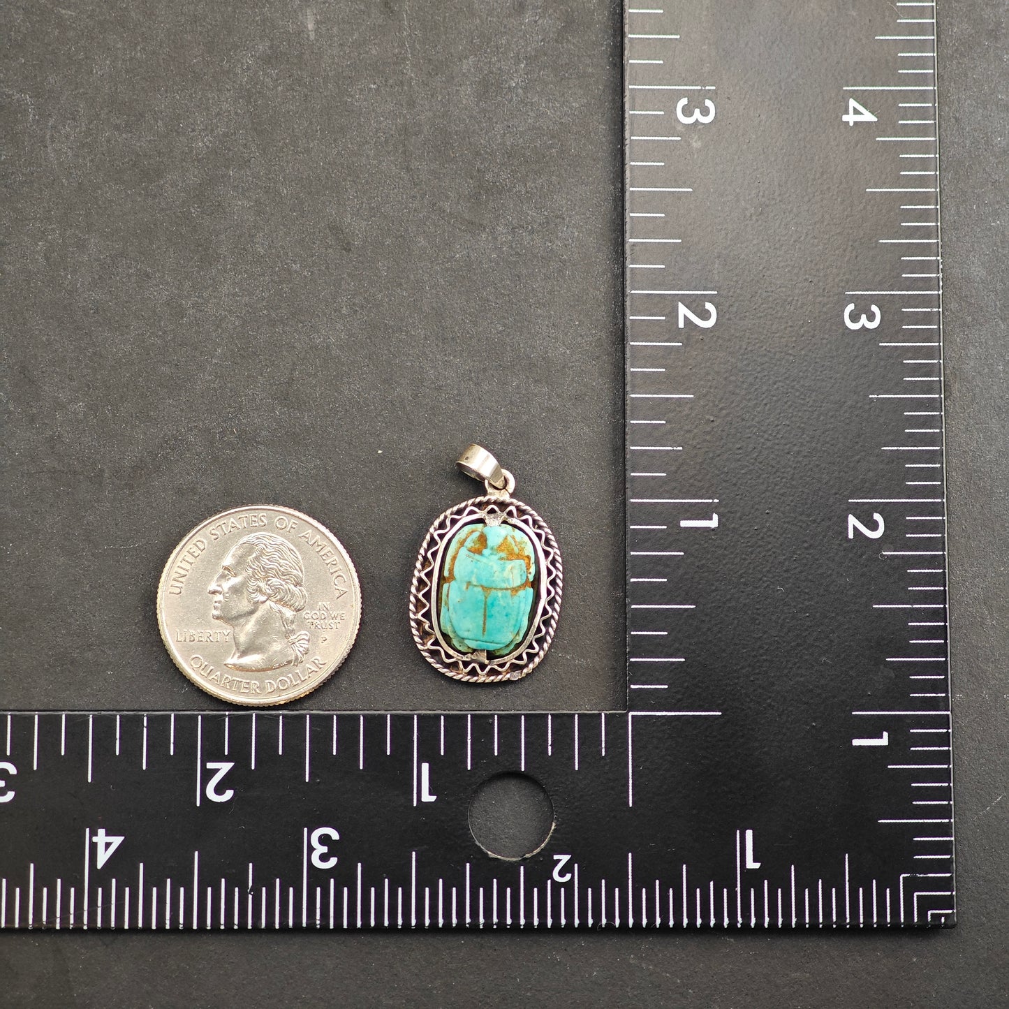 Egyptian Scarab Pendant Sterling Silver