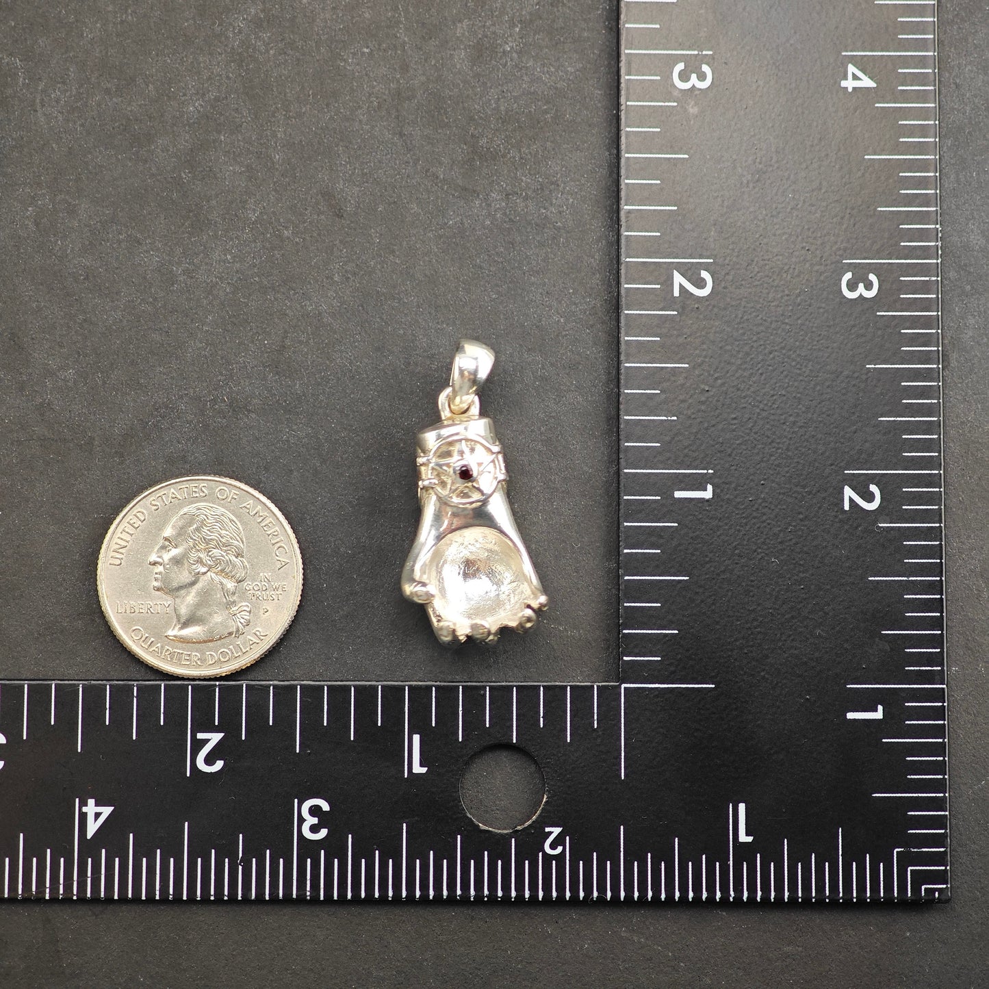 Hand Garnet Pendant Sterling Silver