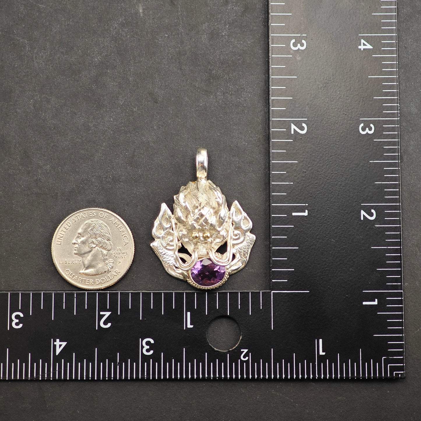 Amethyst Dragon Pendant Sterling Silver