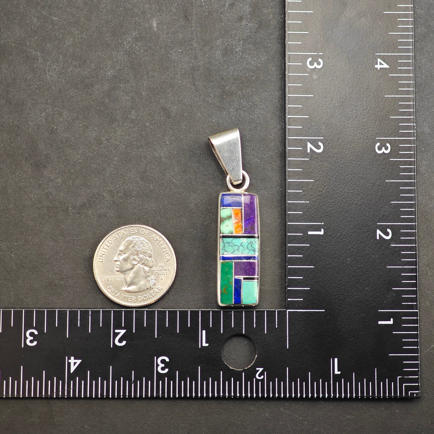 Navajo, Multi-stone Inlay Pendant Sterling Silver