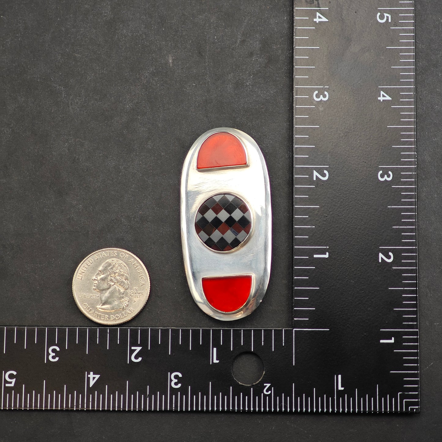 GFMW Mid Century Multistone Brooch Sterling Silver B2155