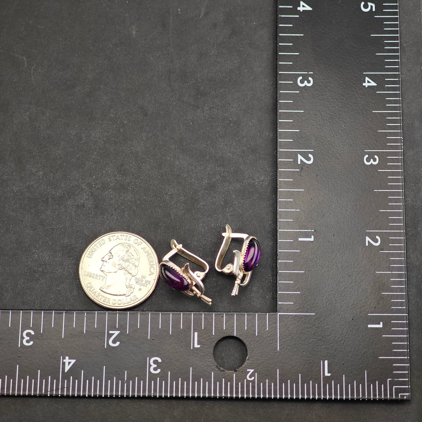 Vintage Amethyst 500 Silver Sterling Silver Latch Back Earrings ER3014
