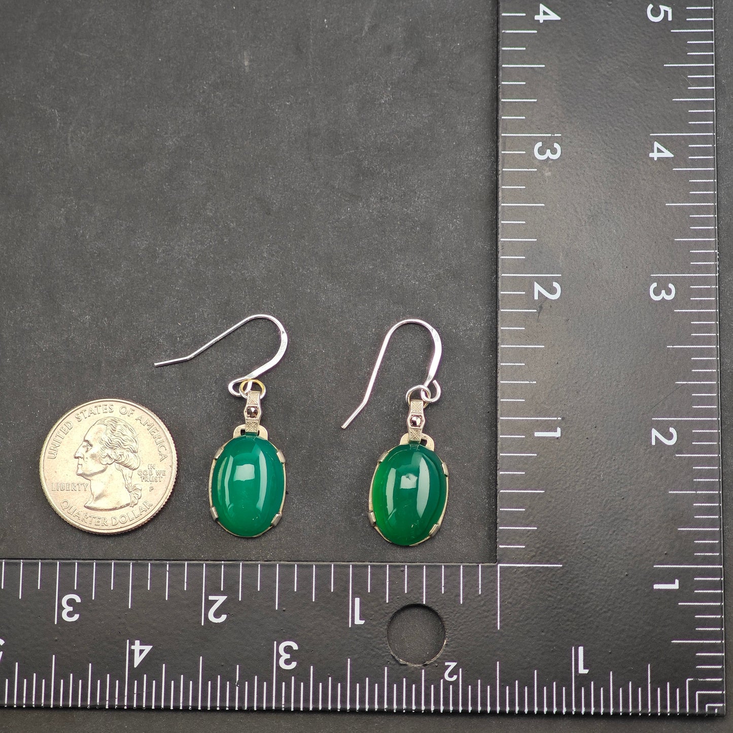 Vintage Chrysoprase Sterling Silver Hook/Dangle Earrings ER3023