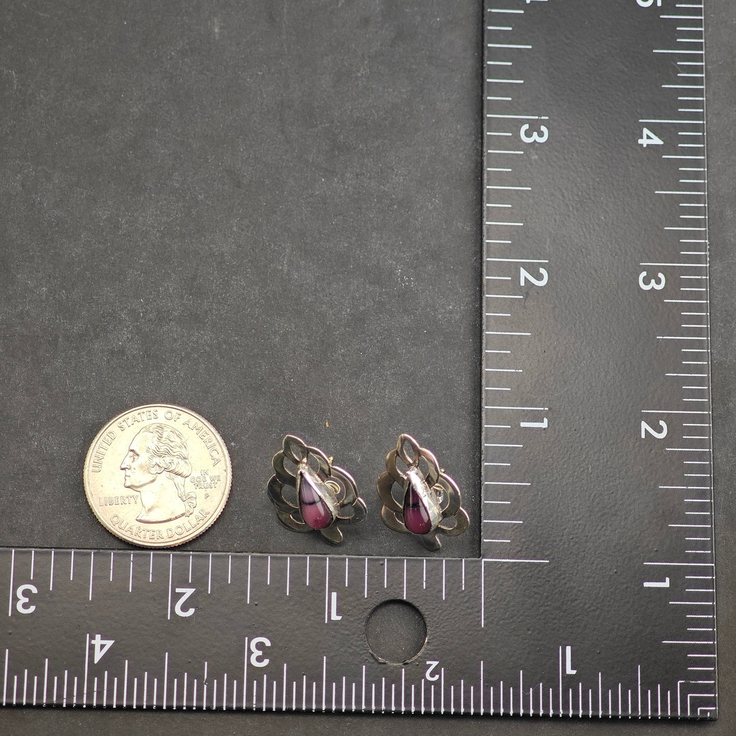 Vintage Art Glass Teardrop Sterling Silver Stud Earrings ER3046