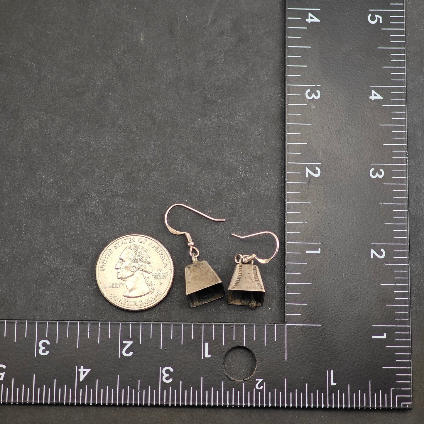 Vintage Native American MIL Bells Sterling Silver Hook Earrings ER3053