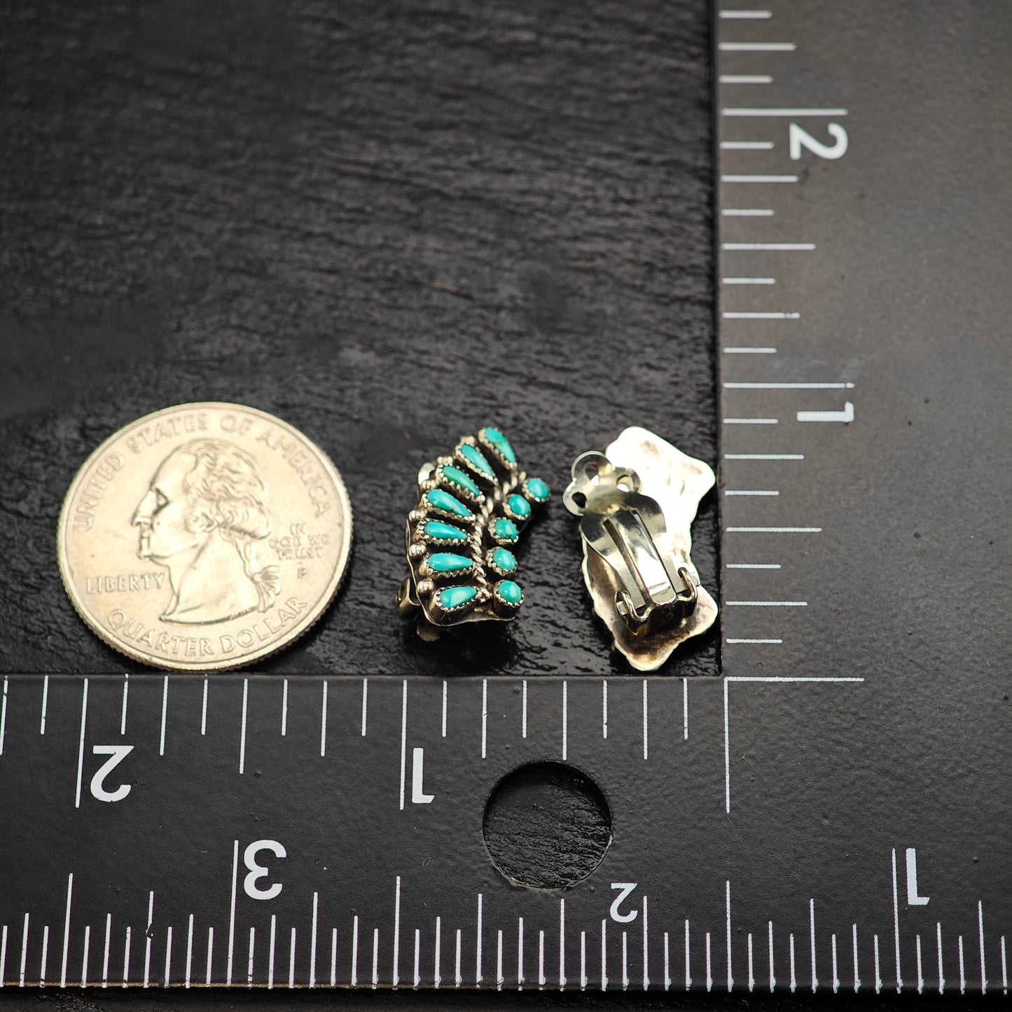 Vintage Zuni Petit Point Sterling Silver Clip-On Earrings ER3075
