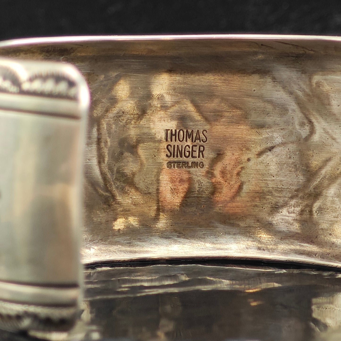 Vintage Thomas Singer Large Bear Sandcast Sterling Silver Cuff Bracelet 6 1/2" BR3058