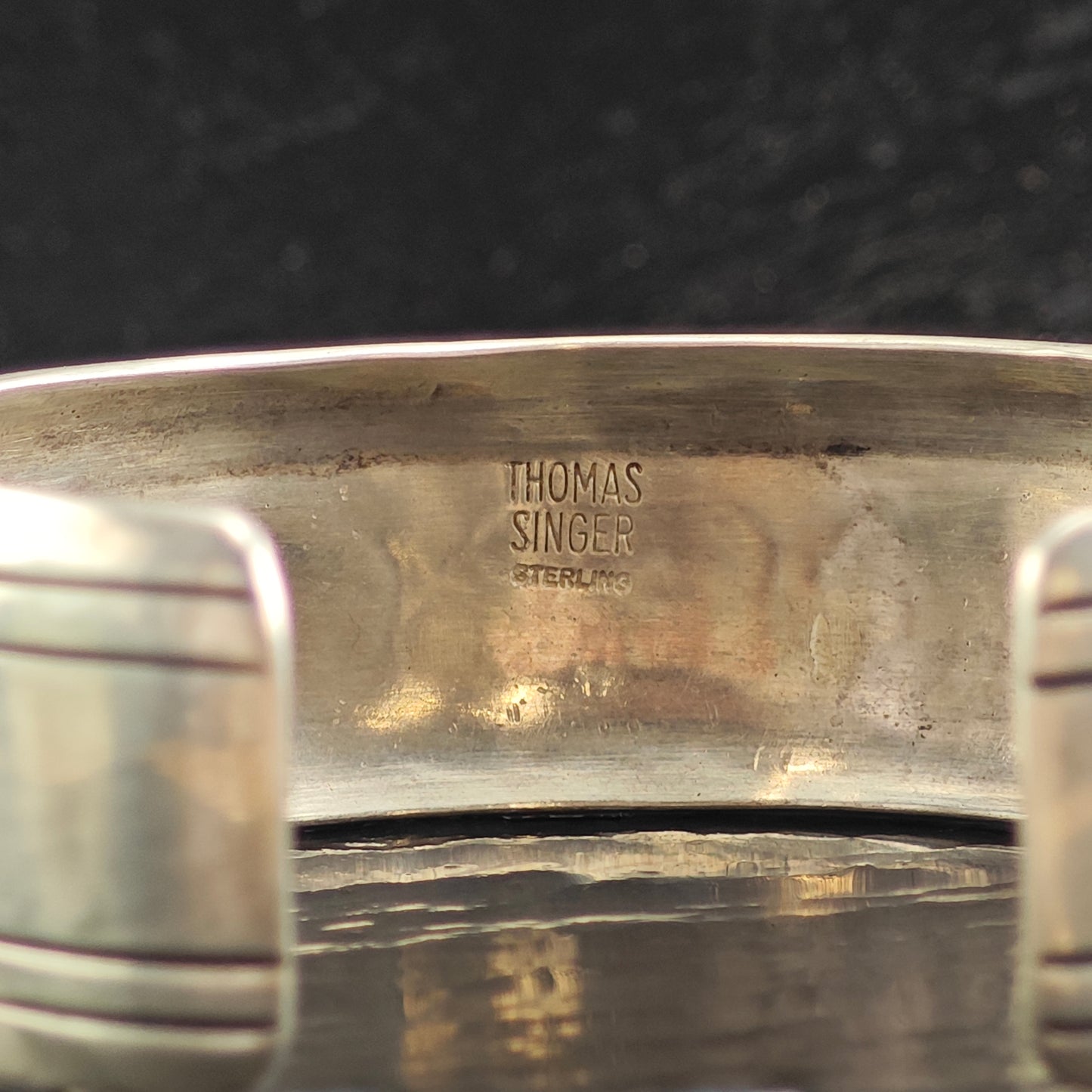 Vintage Thomas Singer Bear Sandcast Sterling Silver Cuff Bracelet 7" BR3060