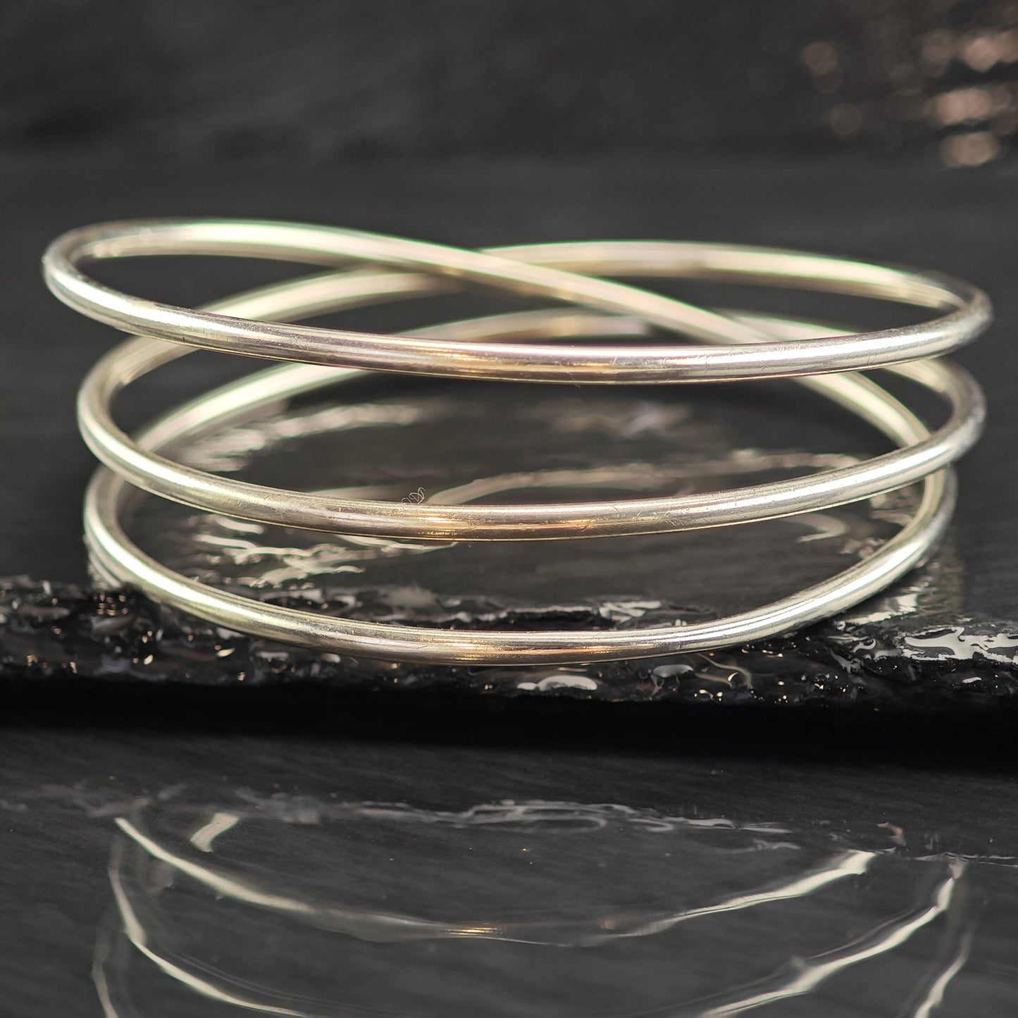 Trio Tension Bangle Sterling Silver Bangle Bracelet 7 1/2" BR3082