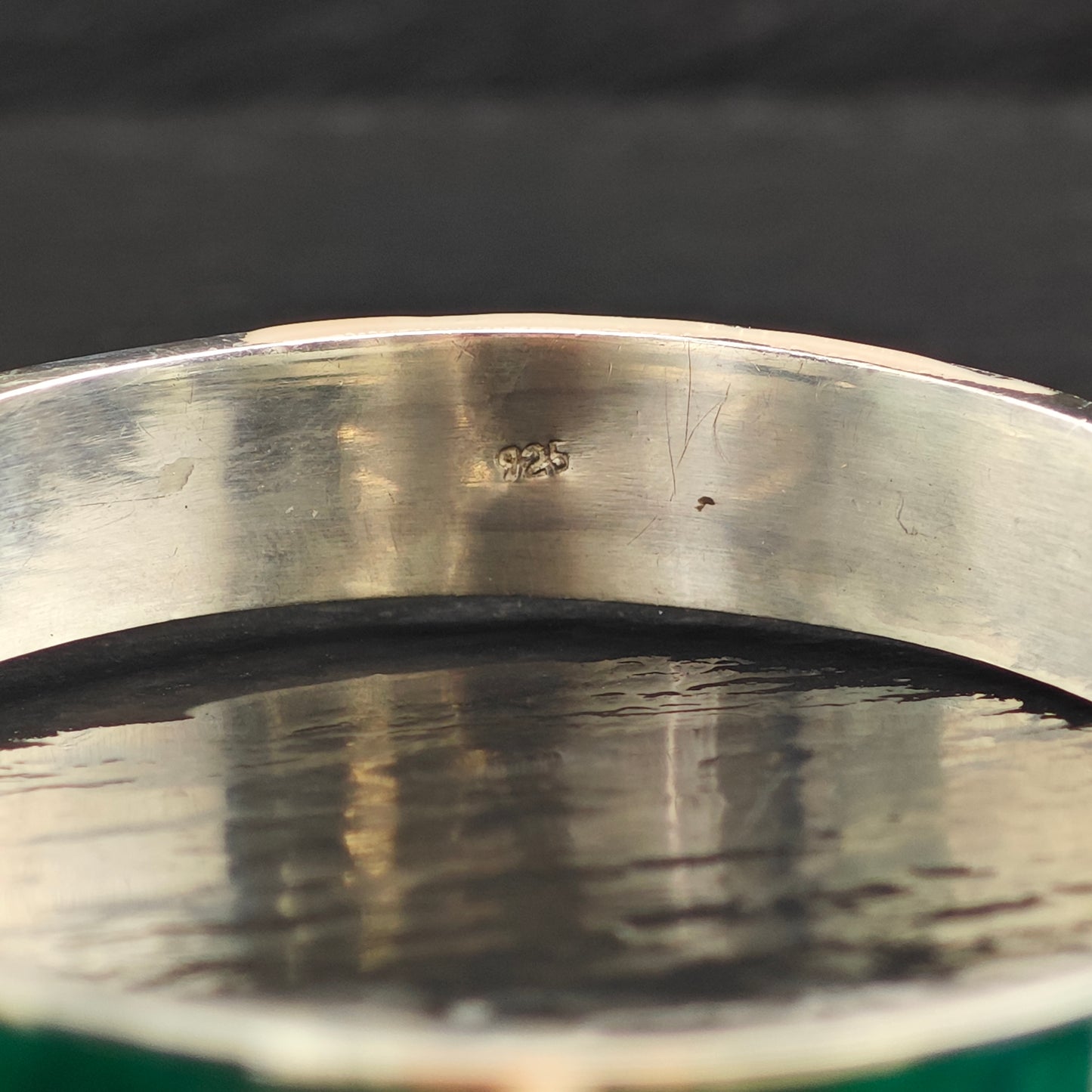 Vintage Chrysocolla Inlay Panel Sterling Silver Bangle Bracelet 7" BR3087