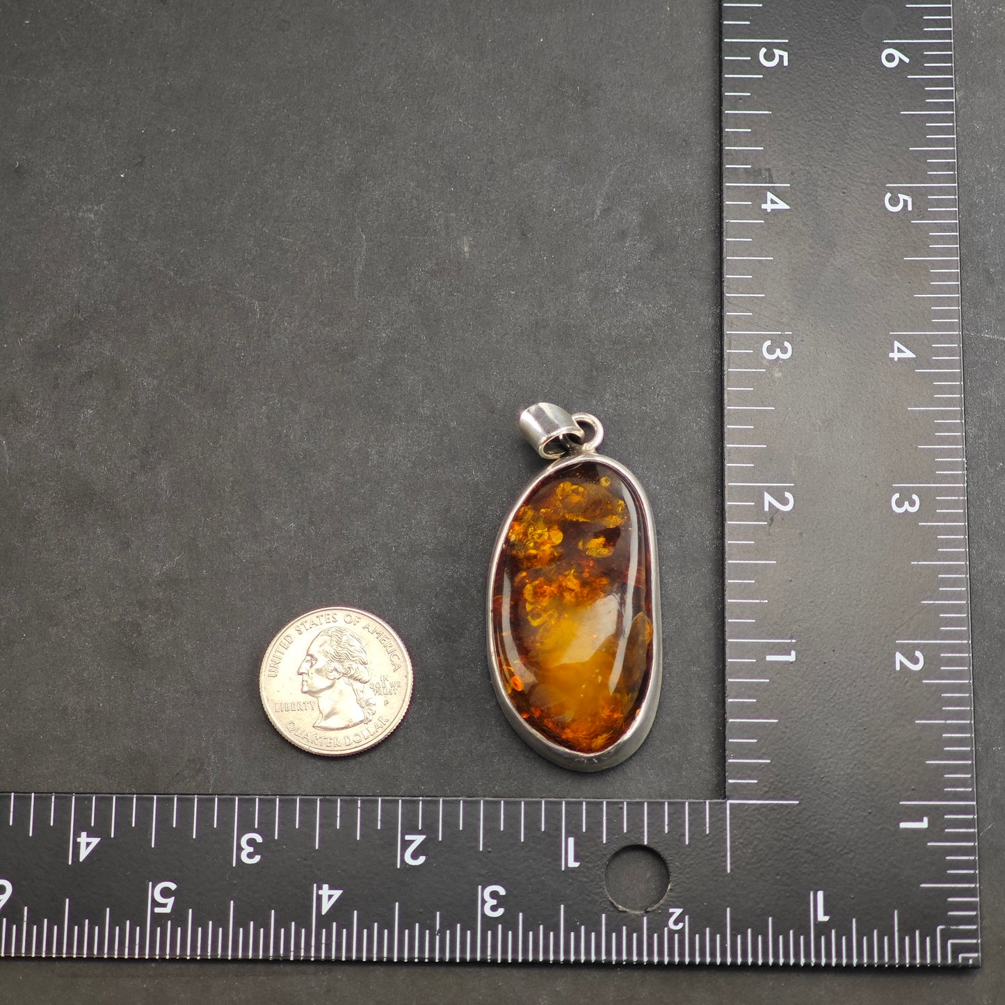 Oval Amber Sterling Silver Pendant P2992