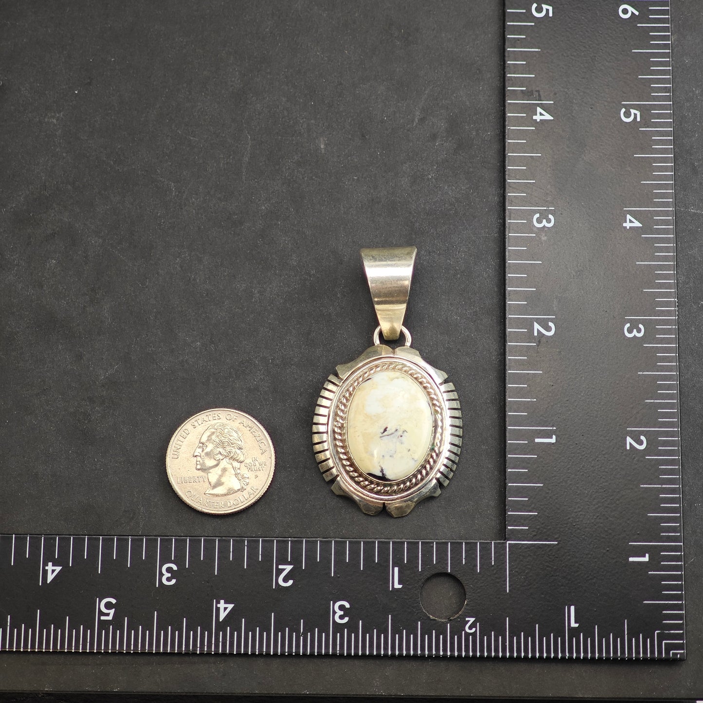 Navajo White Buffalo Sterling Silver Pendant P2997