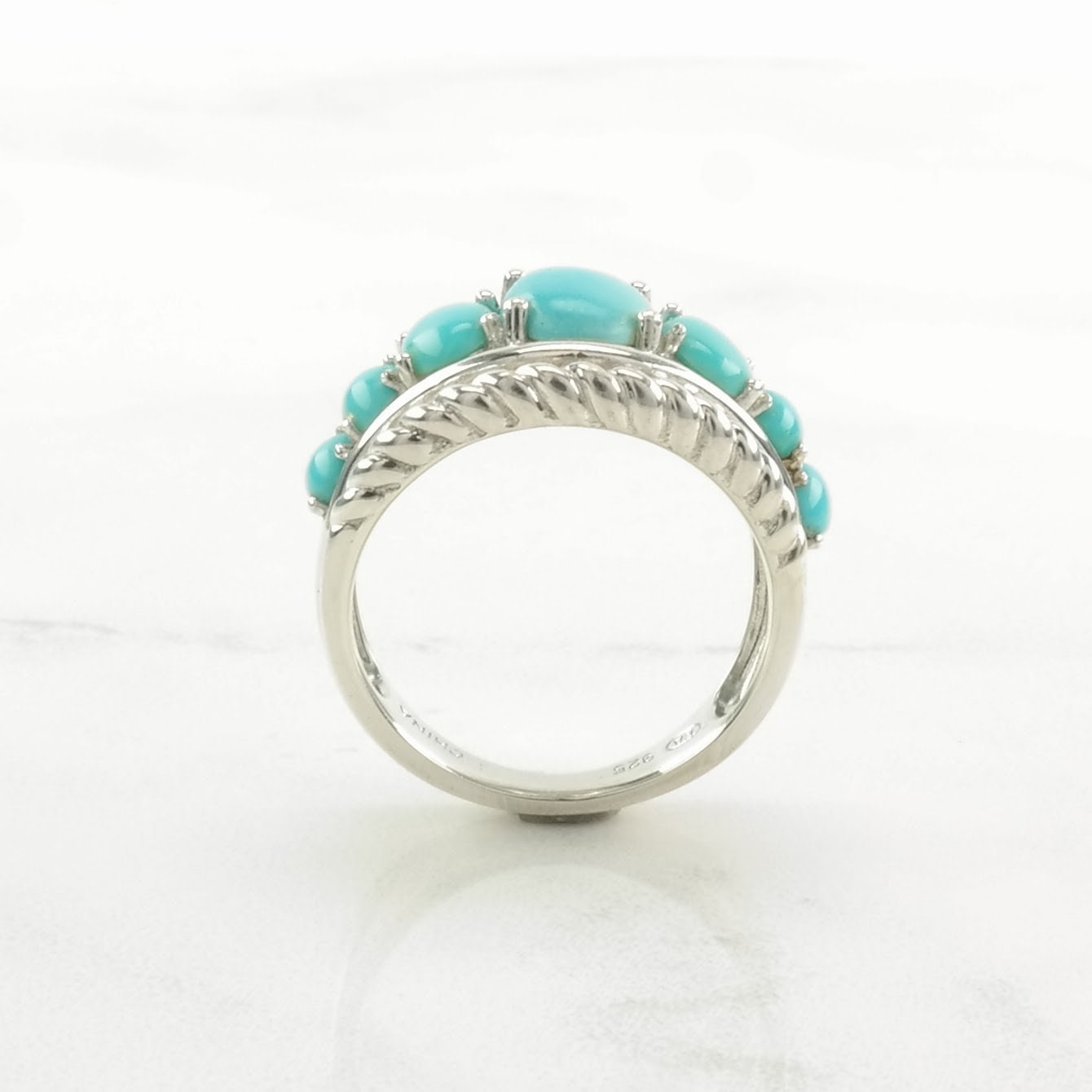 Vintage Sterling Silver Ring, Turquoise Blue Size 5