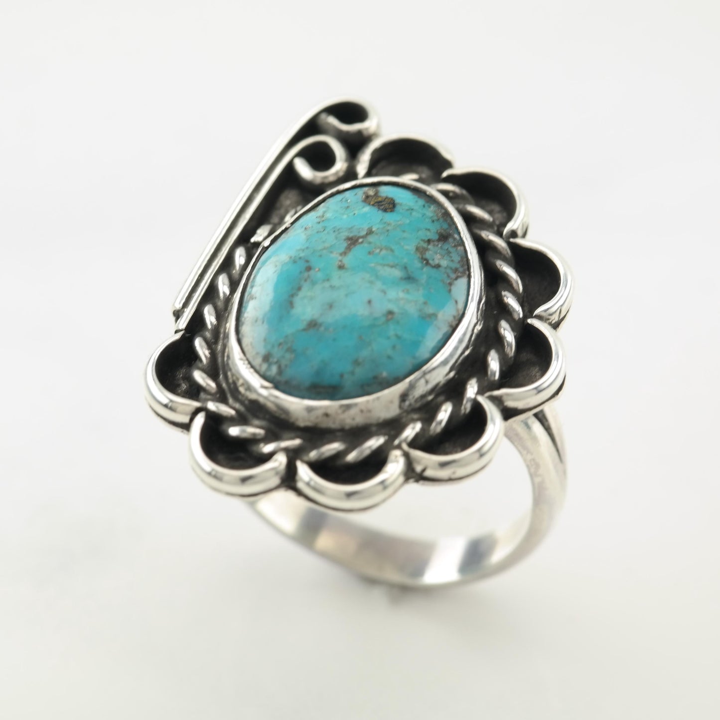 Native American Turquoise Sterling Silver Ring Sz8 R5563