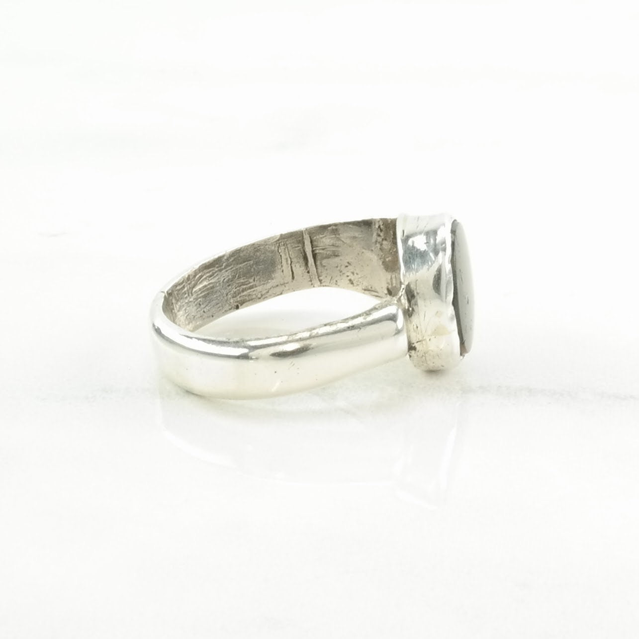 Vintage Sterling Silver Ring Dendric Agate Modernist Size 6 1/4