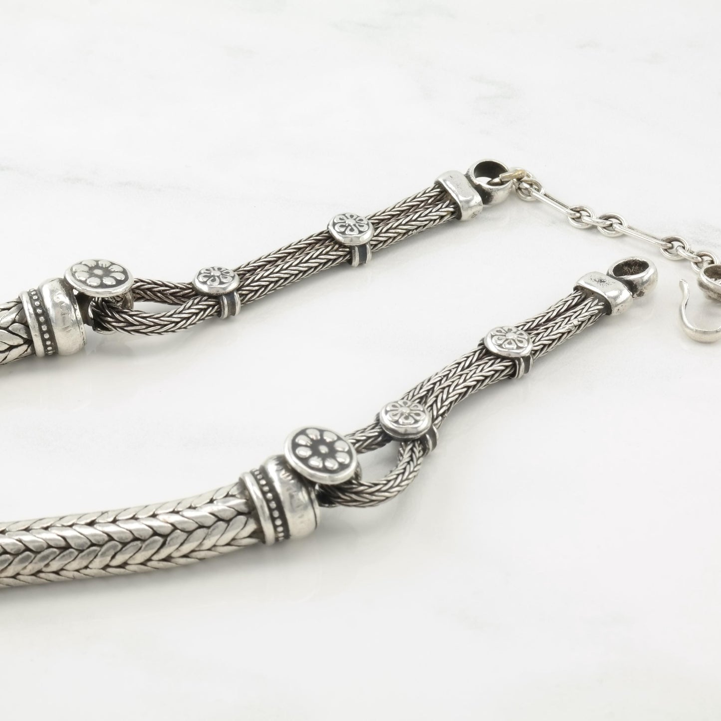 Vintage Rajasthan Floral Sterling Silver 8mm Necklace