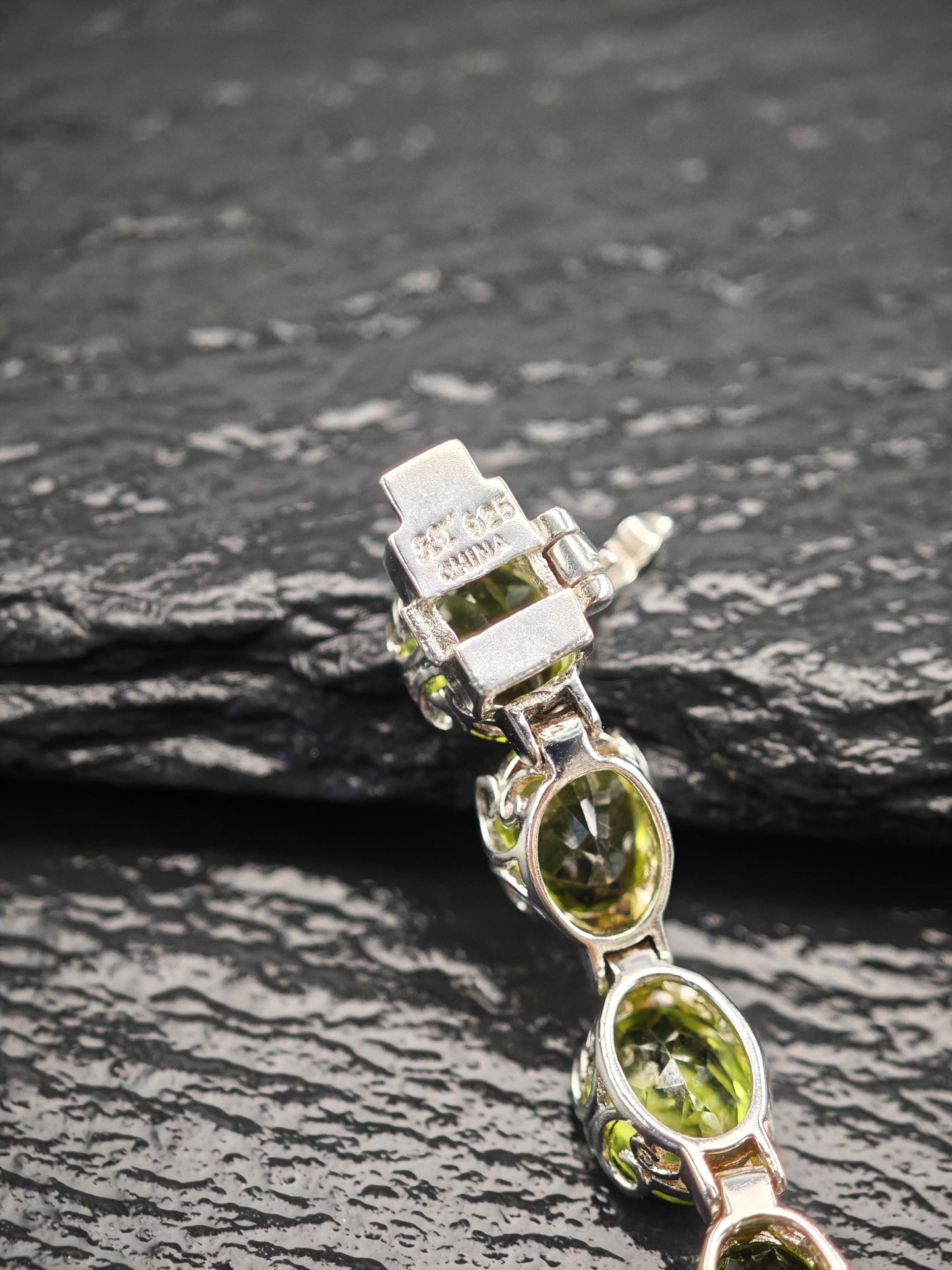 Vintage Natural Peridot Bracelet Sterling Silver