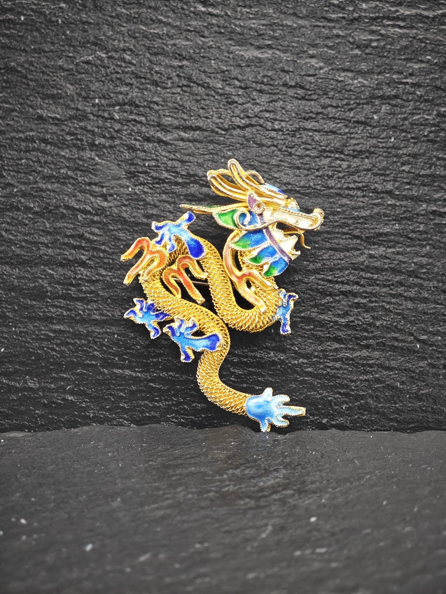 Choice of Chinese, Export Enamel Dragon Brooches Sterling Silver
