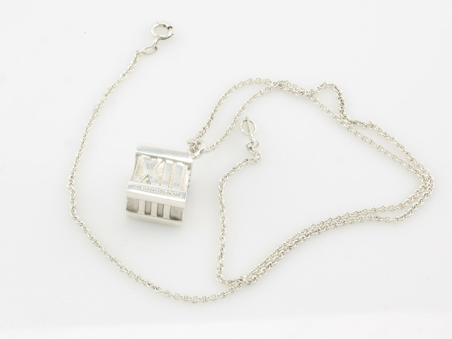 Vintage Tiffany & Co Sterling Silver Large Atlas Cube Necklace