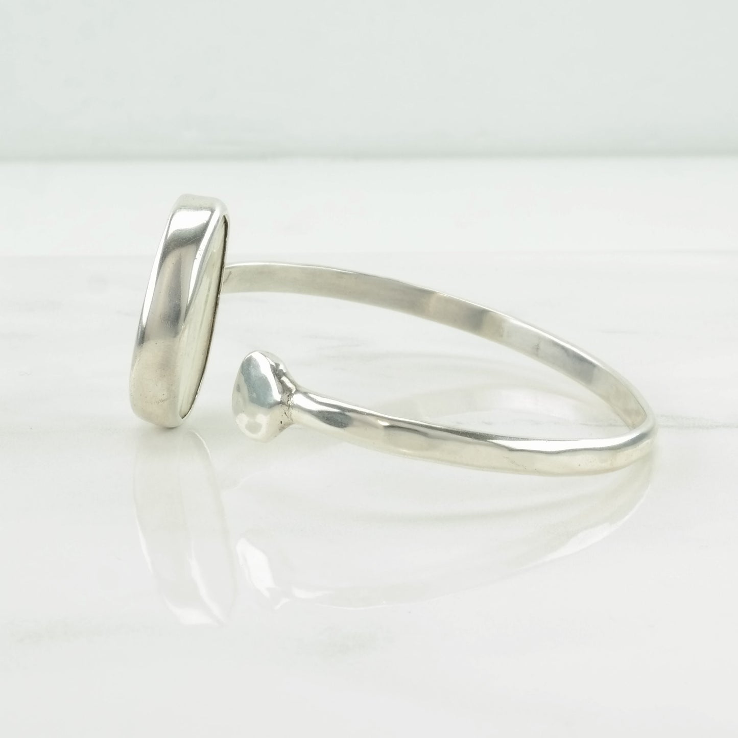 Vintage Sterling Silver Cuff Bracelet Blue, White Porcelain