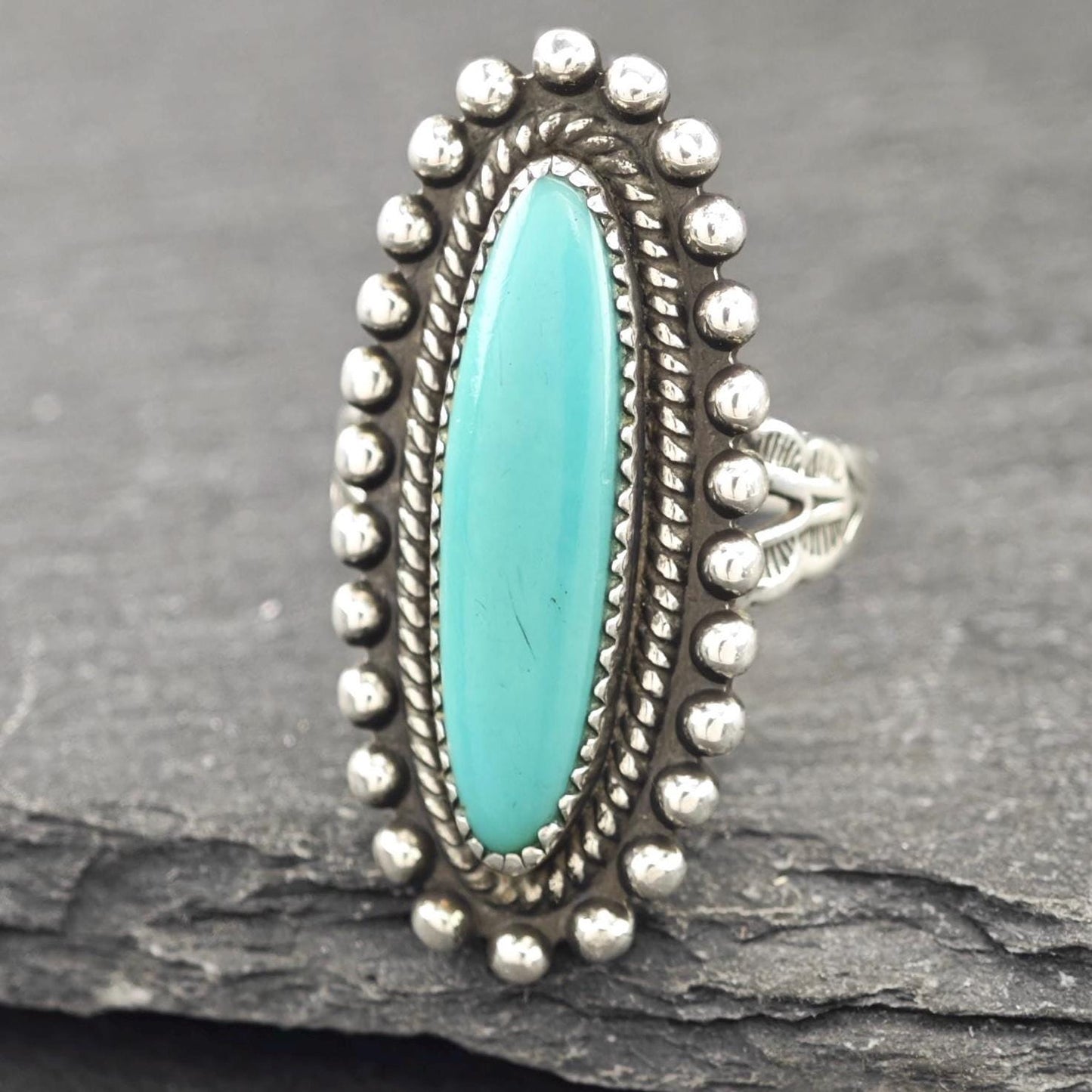 Fred Harvey Era, Block Turquoise Ring Sterling Silver