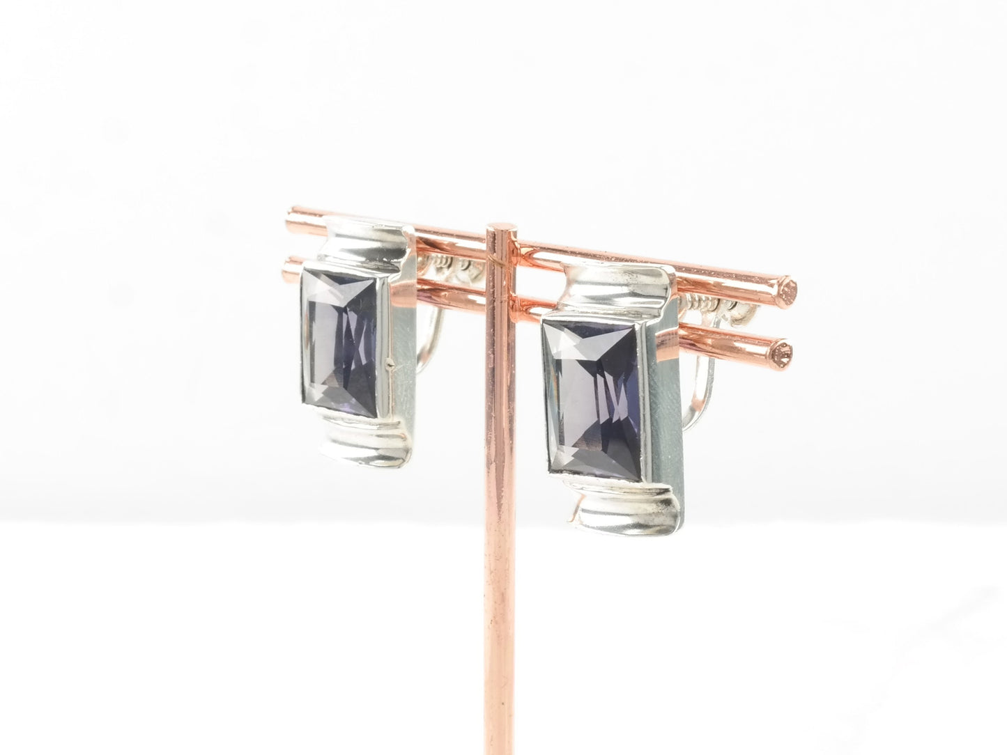 Taxo Sterling Silver Color Change Alexandrite Earrings Screw back