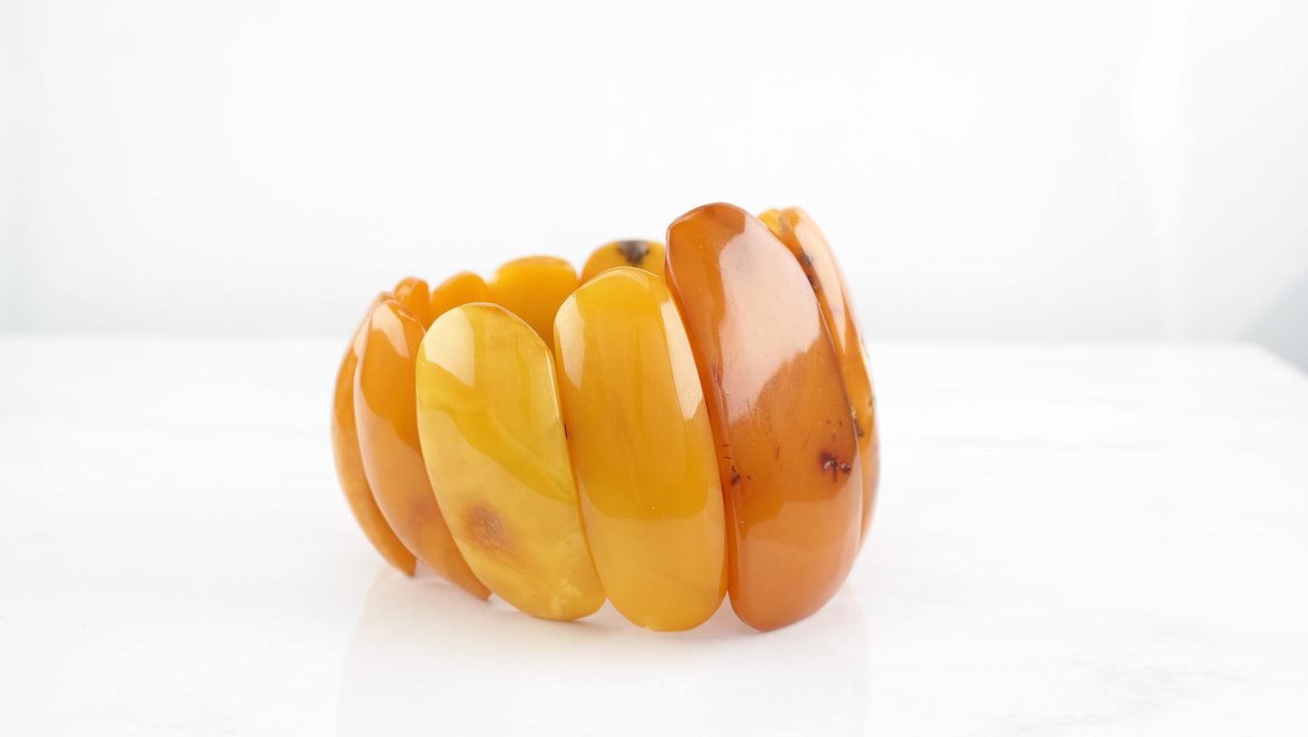 Amber Stone Graduated Stretch Bracelet 8"