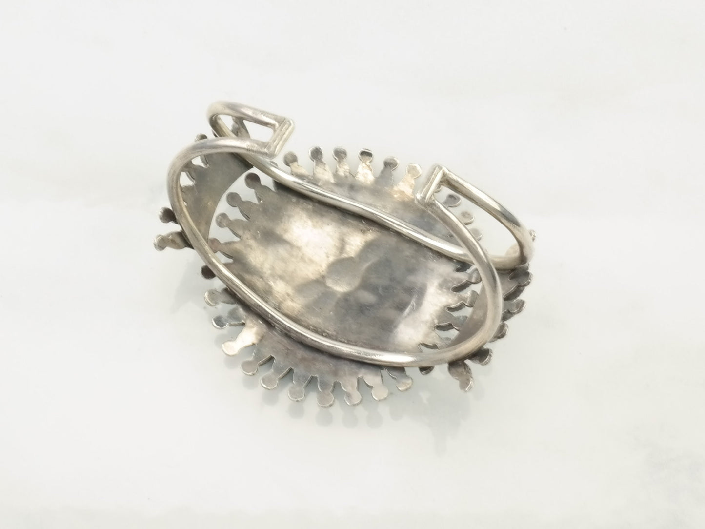 Native American Zuni Sterling Silver Cuff Bracelet Blue Turquoise Cluster