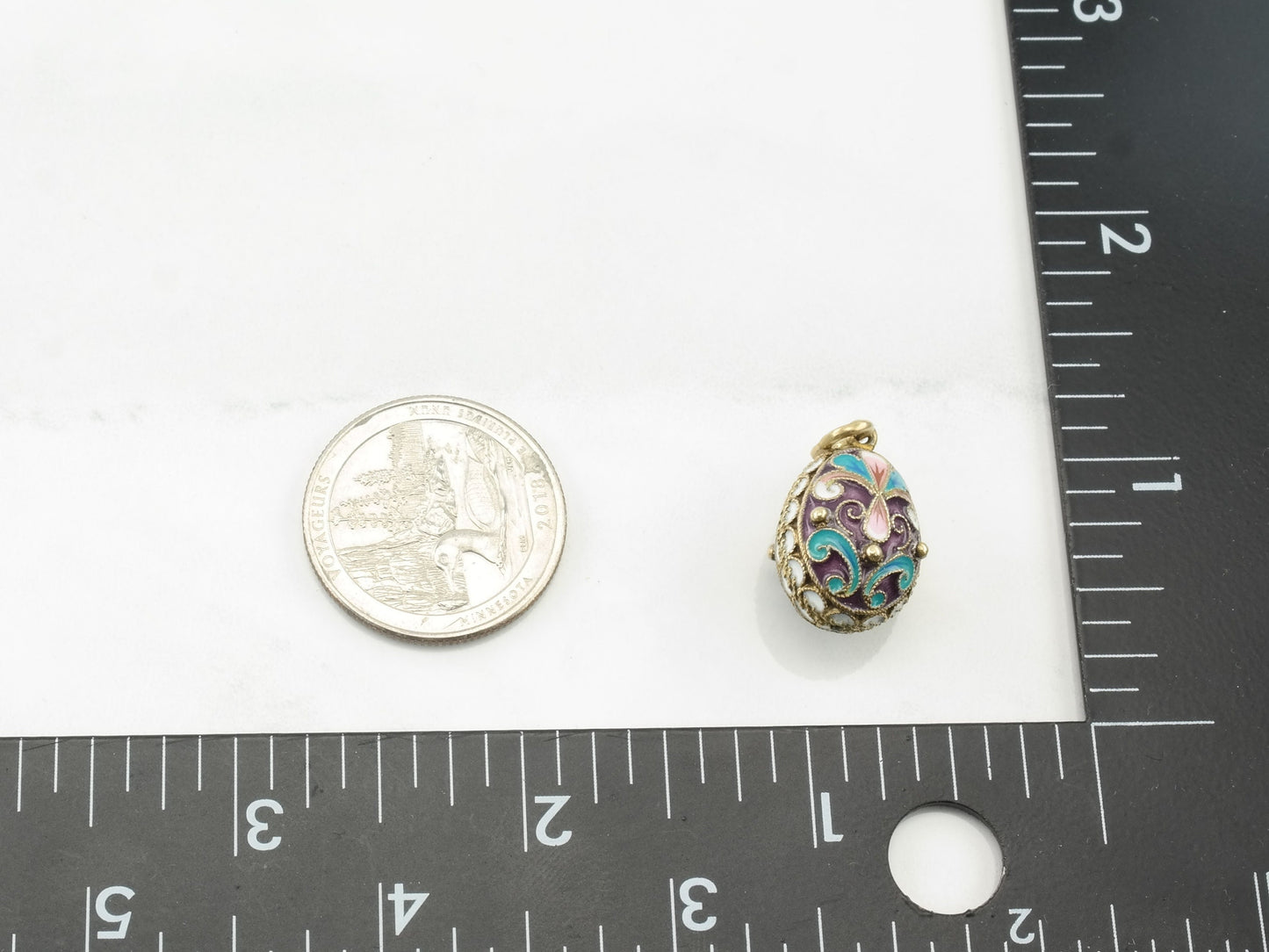 Vintage Sterling Silver Enamel Faberge Style Pink Blue White Pendant