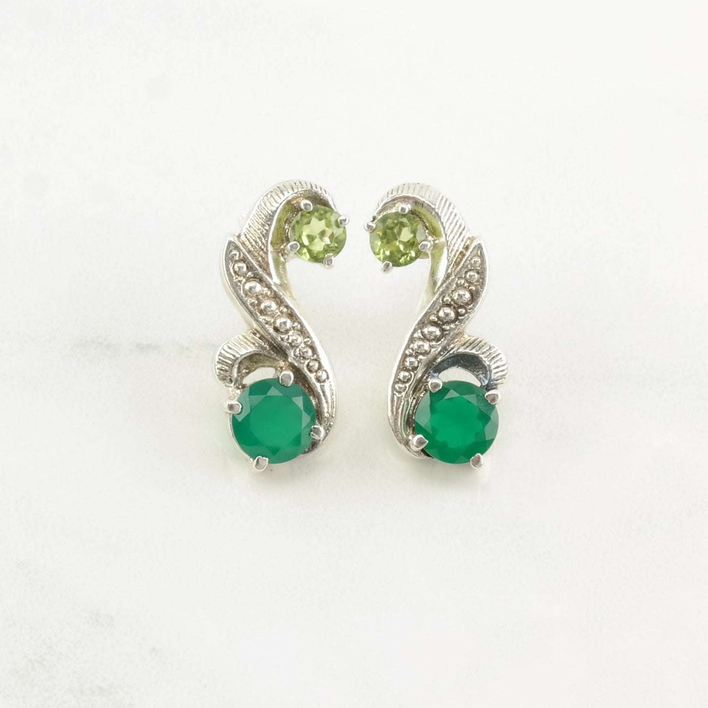 Nicky Butler Sterling Silver Green Chrysoprase Peridot Earrings Stud/Dangle